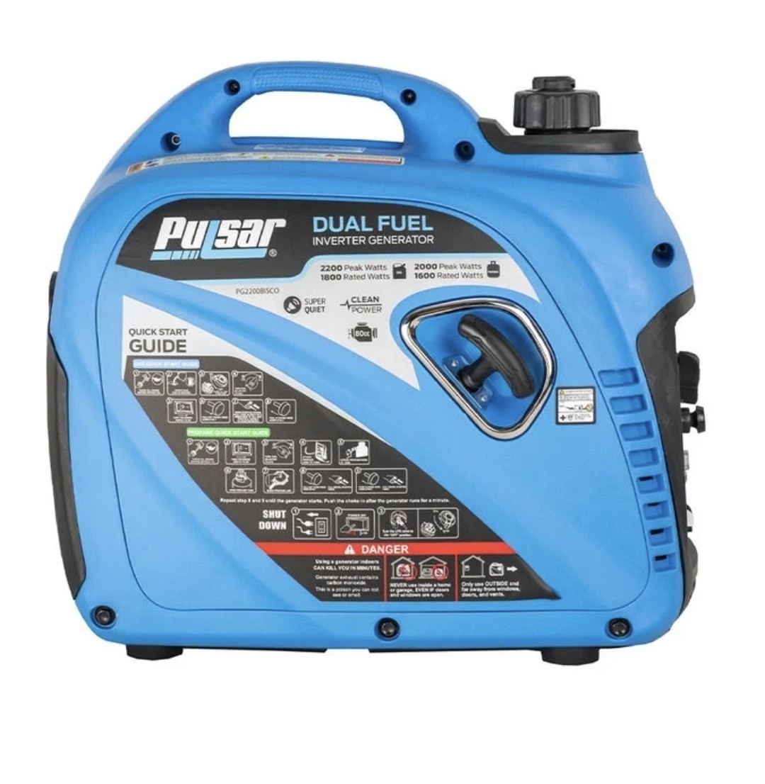 Pulsar 2,200-Watt Super Quiet Portable Dual Fuel Gas Powered Inverter Generator