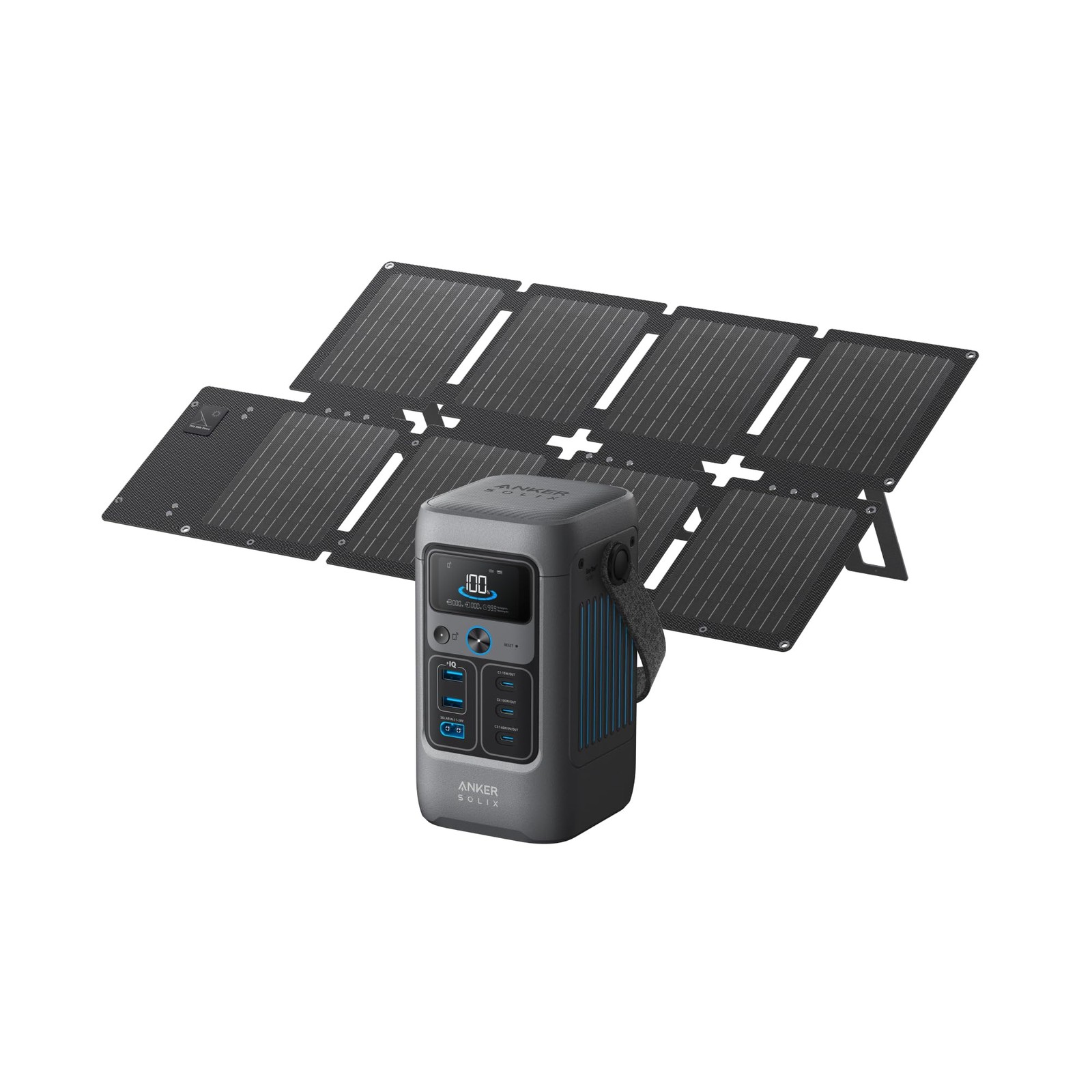 Anker SOLIX C200 DC Power Bank Station and 60W Solar Panel, 192Wh Dark Gray