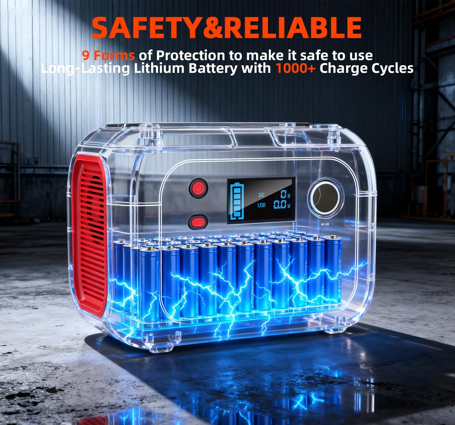 ENOFLO 300W Portable Power Station, 228Wh Solar Generator Red-Black1