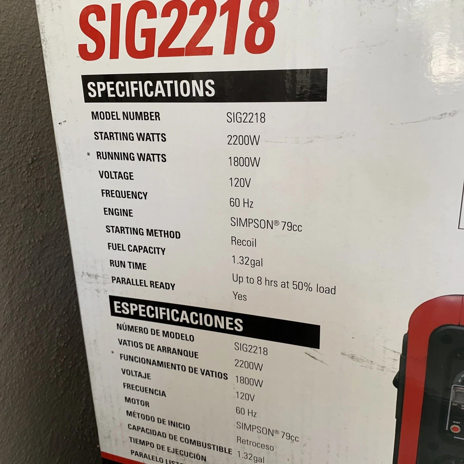 Simpson Cleaning SIG2218 1,800 Watt Portable Inverter Generator with LED Display