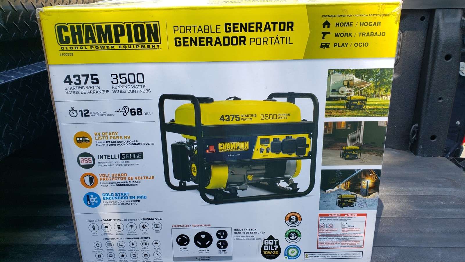 Champion Power Equipment 4375-Watt RV Ready Portable Generator with Wheel Kit
