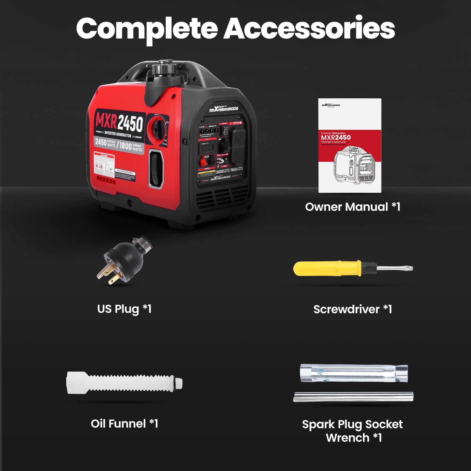 Portable Gasoline Generator 1800W CO Auto Shutdown & Low Oil LED Alert for Home