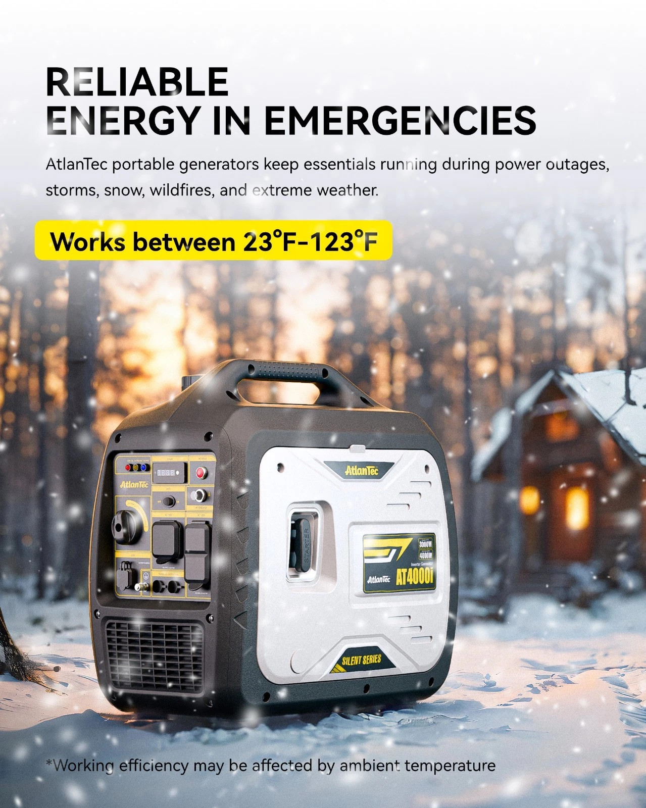 4000W Portable Gas Powered Inverter Generator 4-Stroke For Home Backup Camping