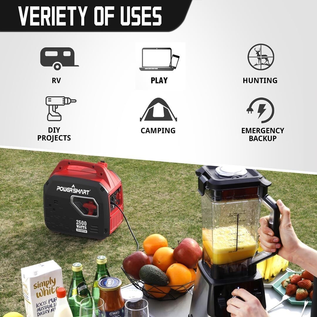 Inverter Generator Gas Powered W/ Super Quiet Technology Low Oil Shutdown Camp