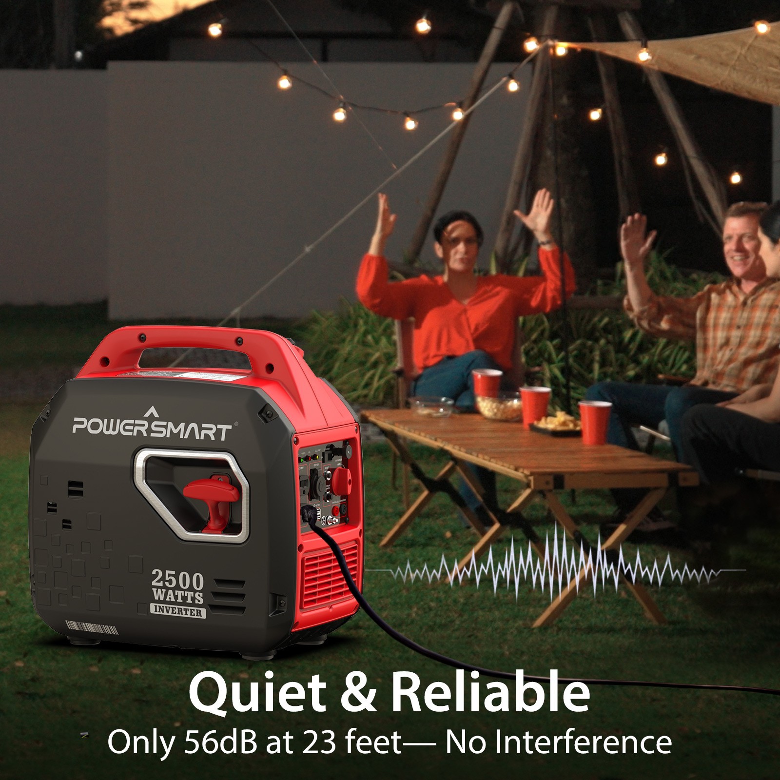 PowerSmart 2500W Gas Inverter Generator, 79cc, Portable 120V Output, USB Port