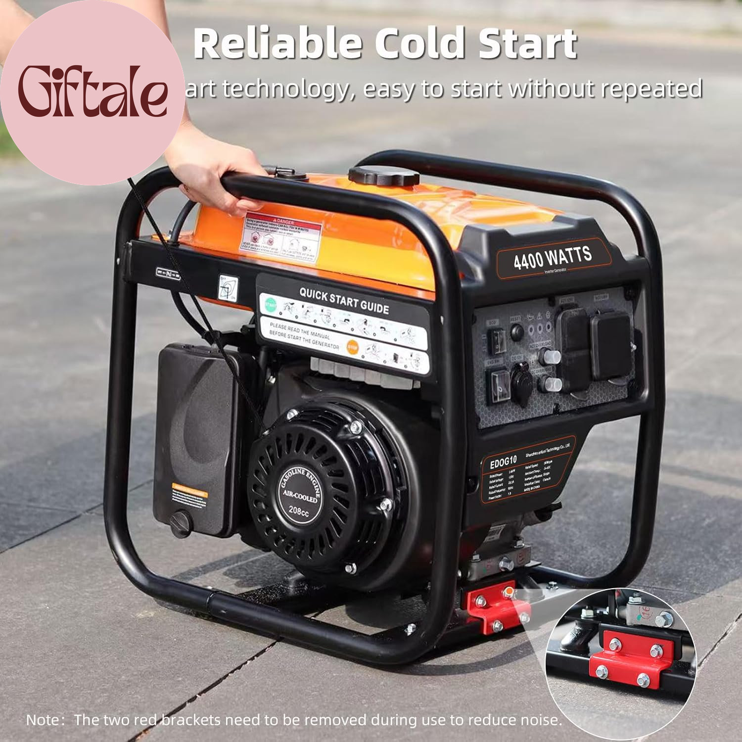 4400-Watts Inverter Generator, Open Frame Generator Gas Powered, Emergency Home