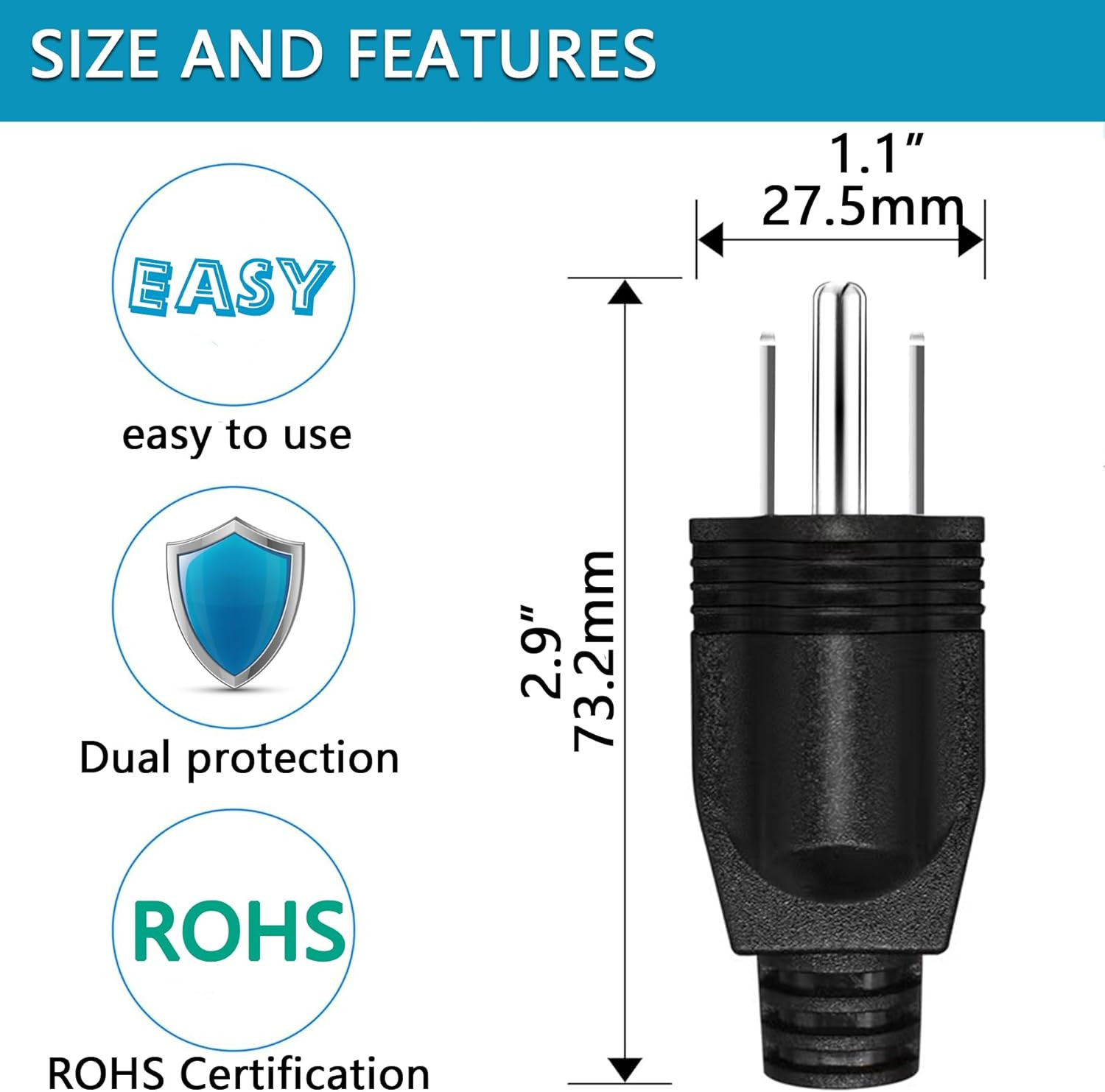 With Fuse Neutral Ground Bonding Plug for Portable Inverter Generator and Surge
