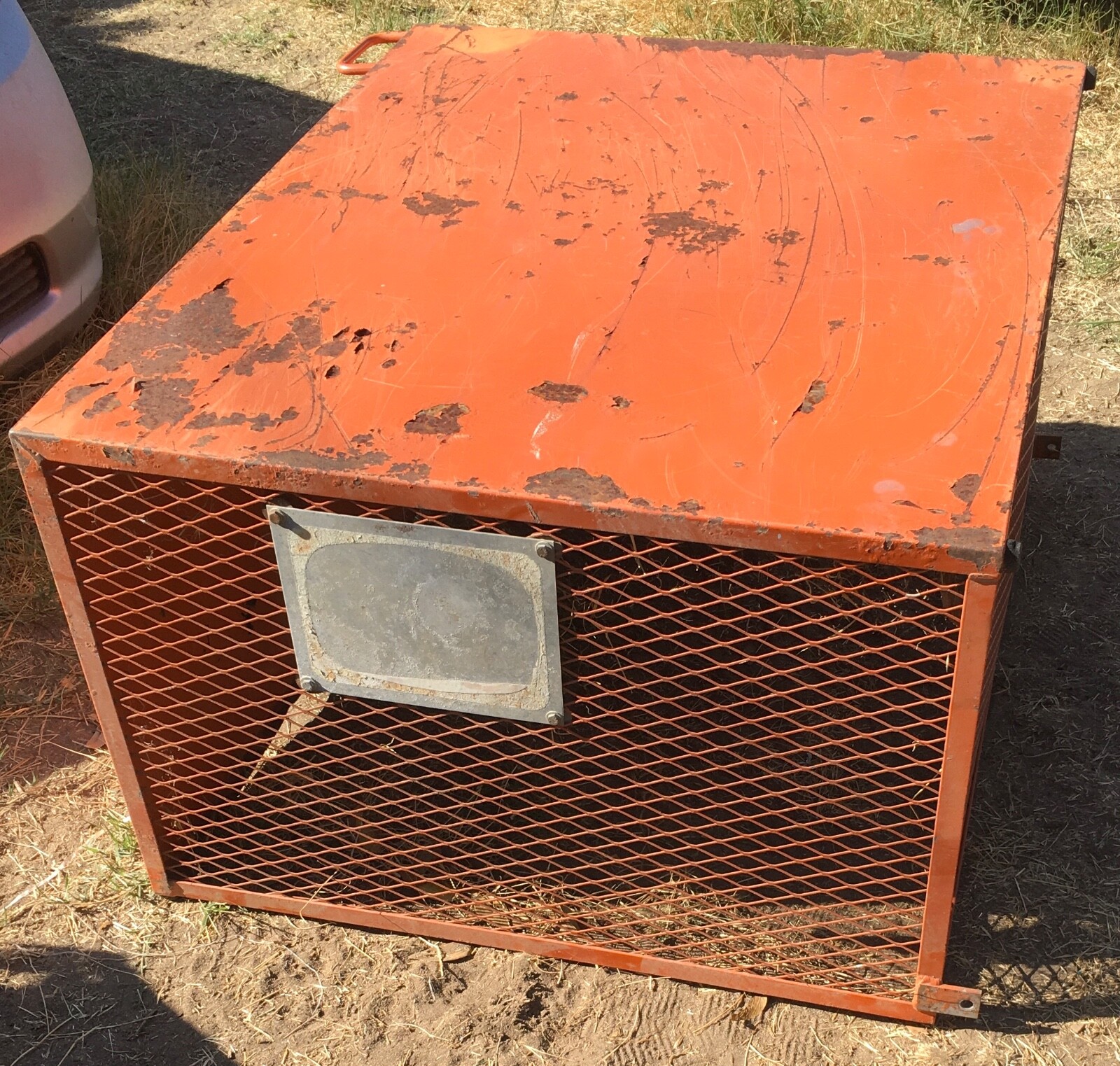 Large Generator Cage Orange Construction Commercial Work Site