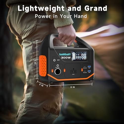 300W Portable Power Station, 266Wh Solar Generator with 7 Outputs & Dual White