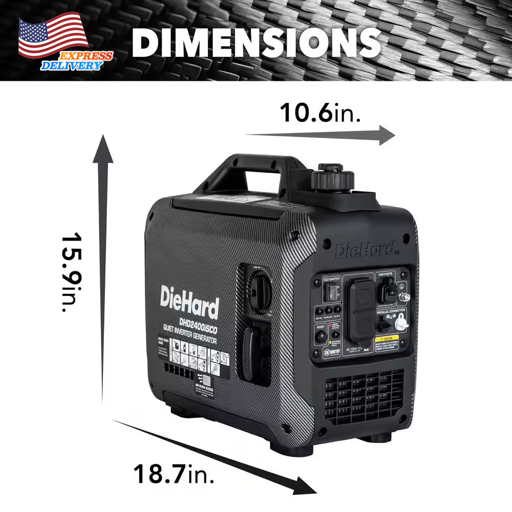 2400-Watt Recoil Start Portable Gasoline Powered Inverter Generator w/CO Alert
