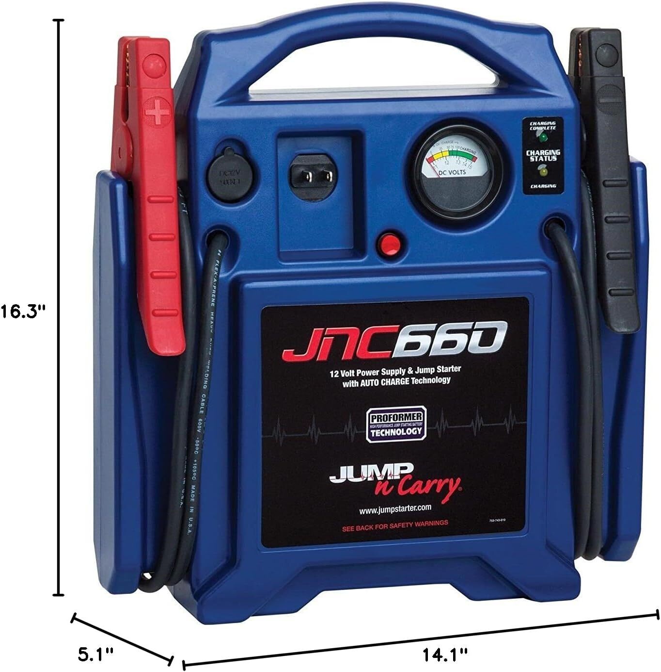 Clore Automotive Jump-N-Carry JNC660 1700 Peak Amp 12 Volt Jump Starter, Blue..