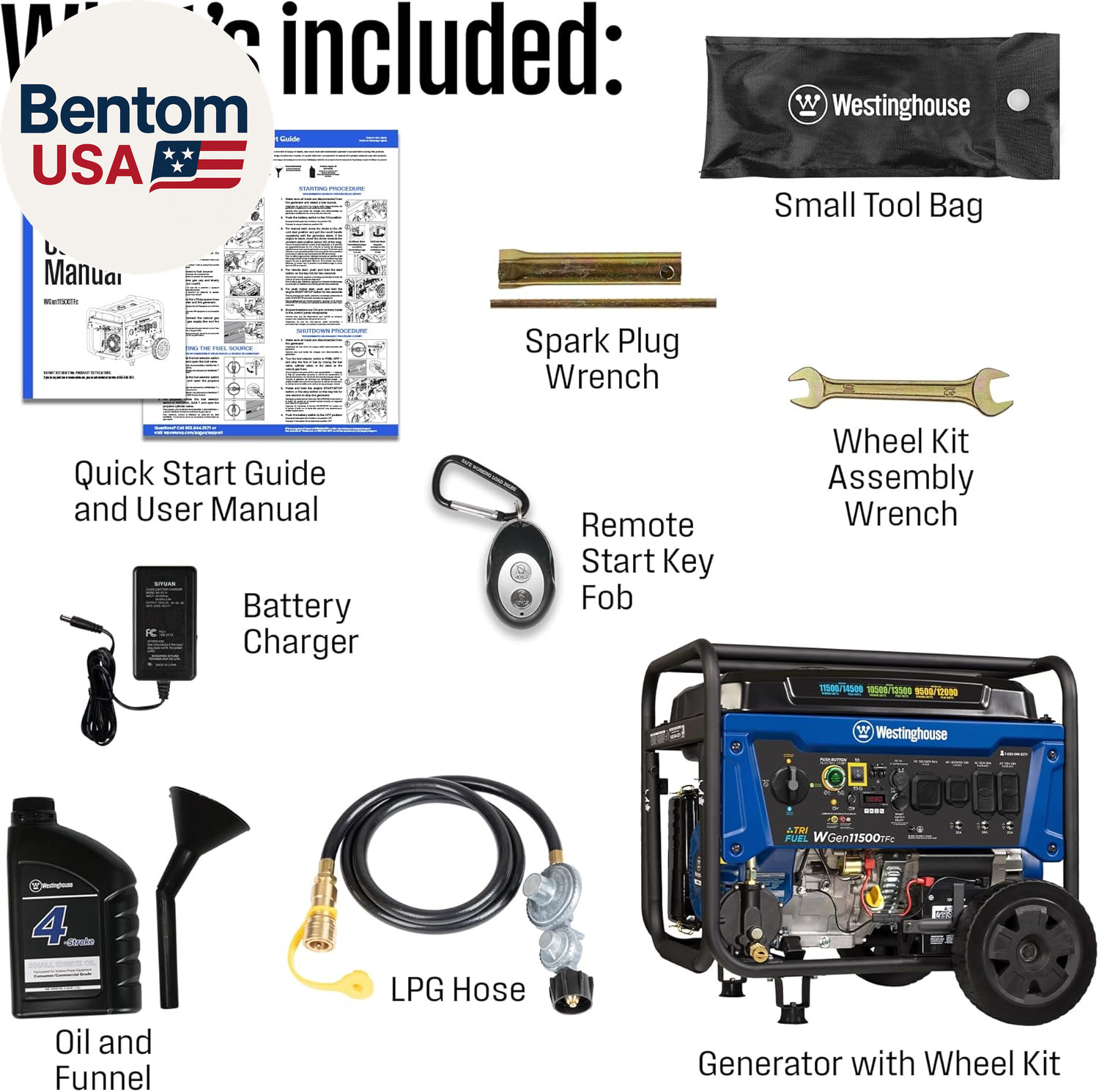 14500 Peak Watt Tri-Fuel Home Backup Portable Generator, Remote Electric Start,