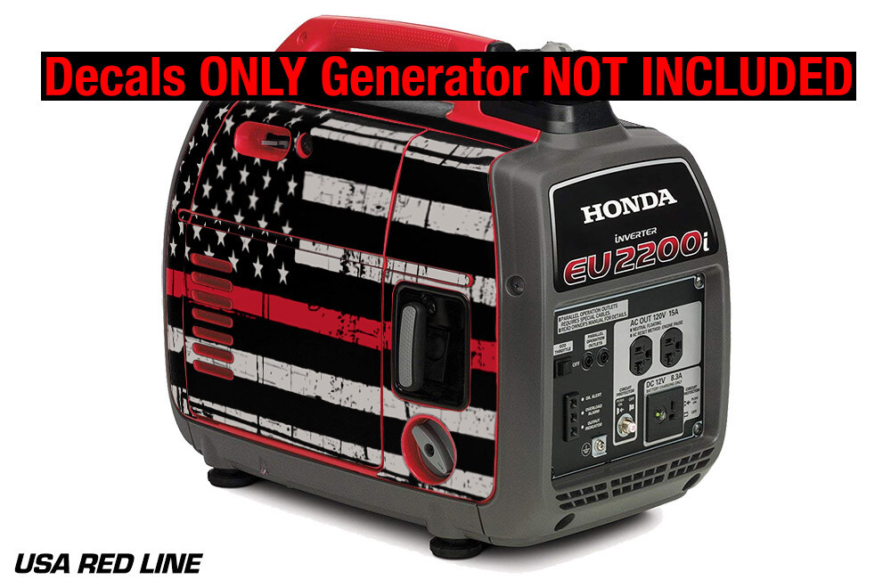 Decal Wrap For Honda EU2200i Skin Camping Generator Engine Sticker USA RED LINE