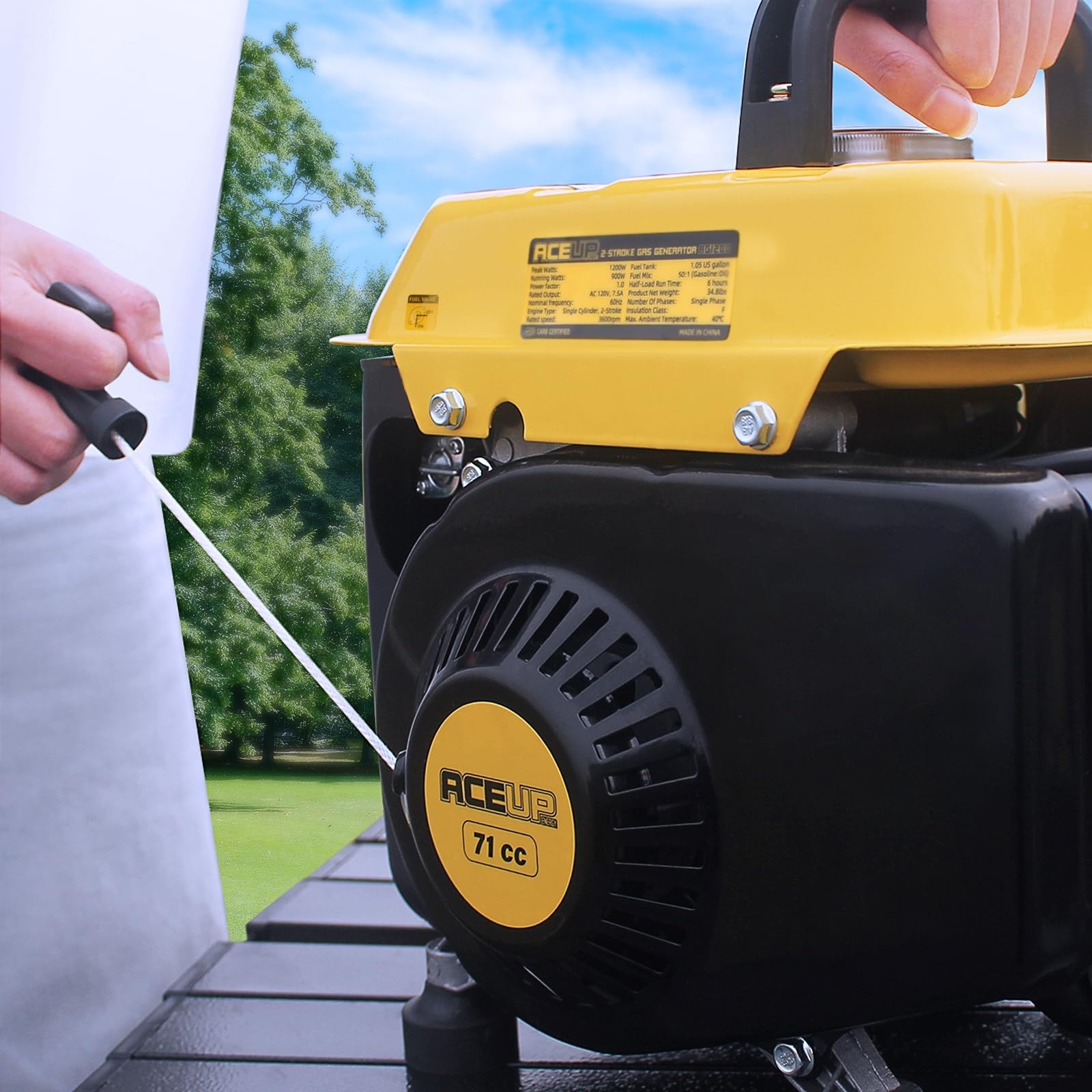 [US Fast Shipping]1200W Small Portable Gas Generator Emergency Aceup Energy