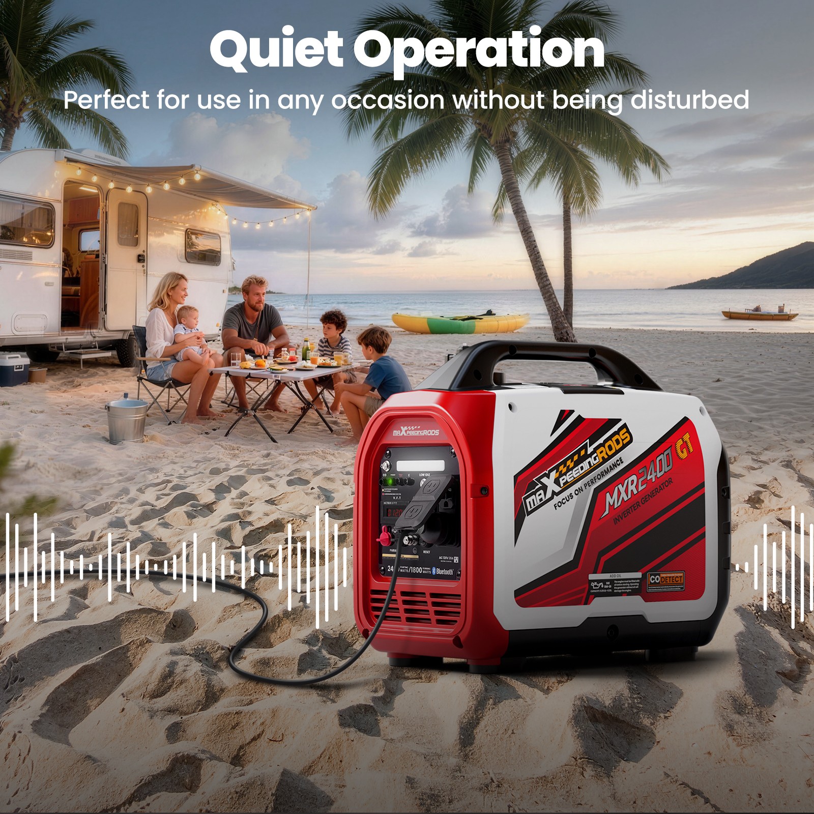 Lightweight Inverter Generator 2400W with App Monitor Eco Mode Quiet 58dB