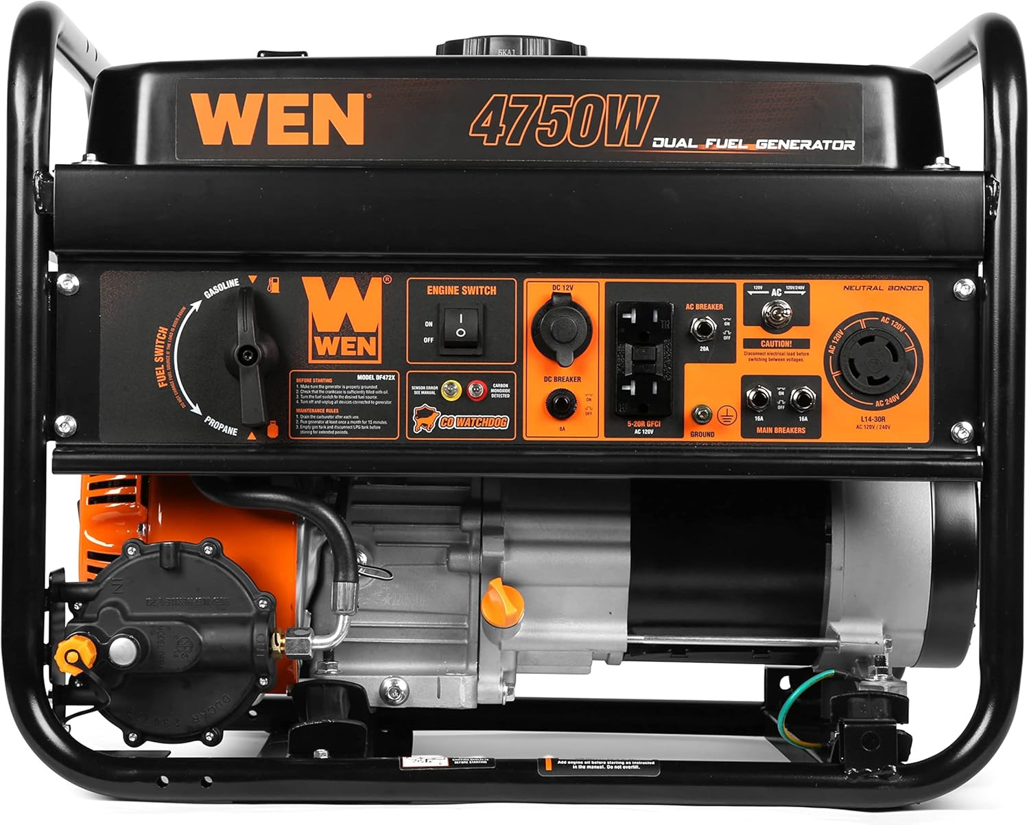 4750W Dual Fuel Portable Generator with CO Shutdown – 120/240V Power Solution