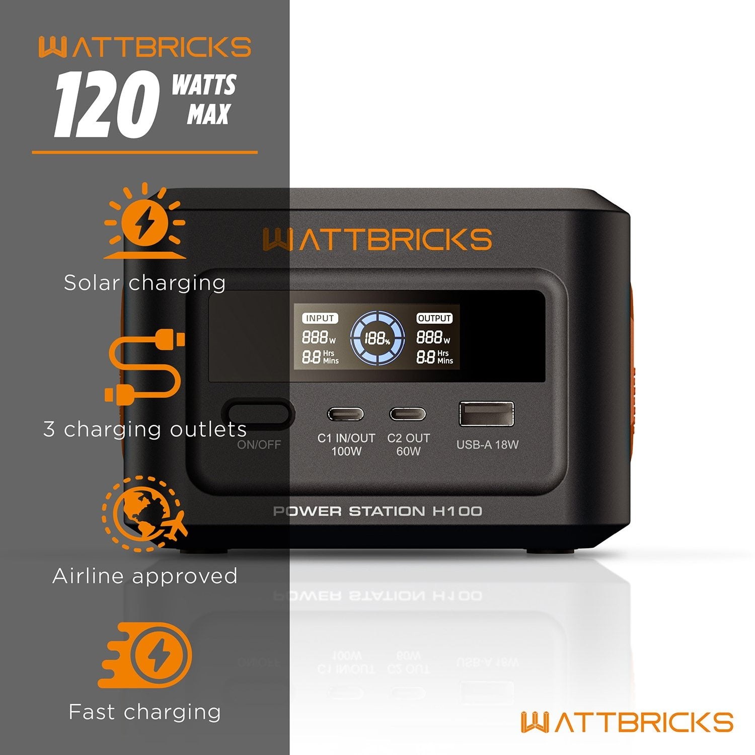 Wattbricks Energy 120W Peak Portable Power & 30-Watt Portable Solar Panel Bundle