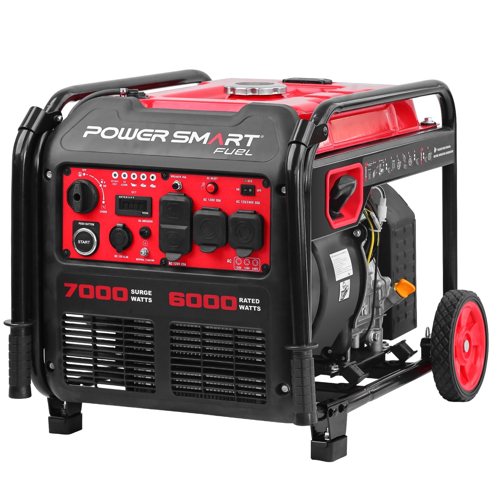 PowerSmart 7000W Open Frame Inverter Generator with Electric Start, Outdoor Use