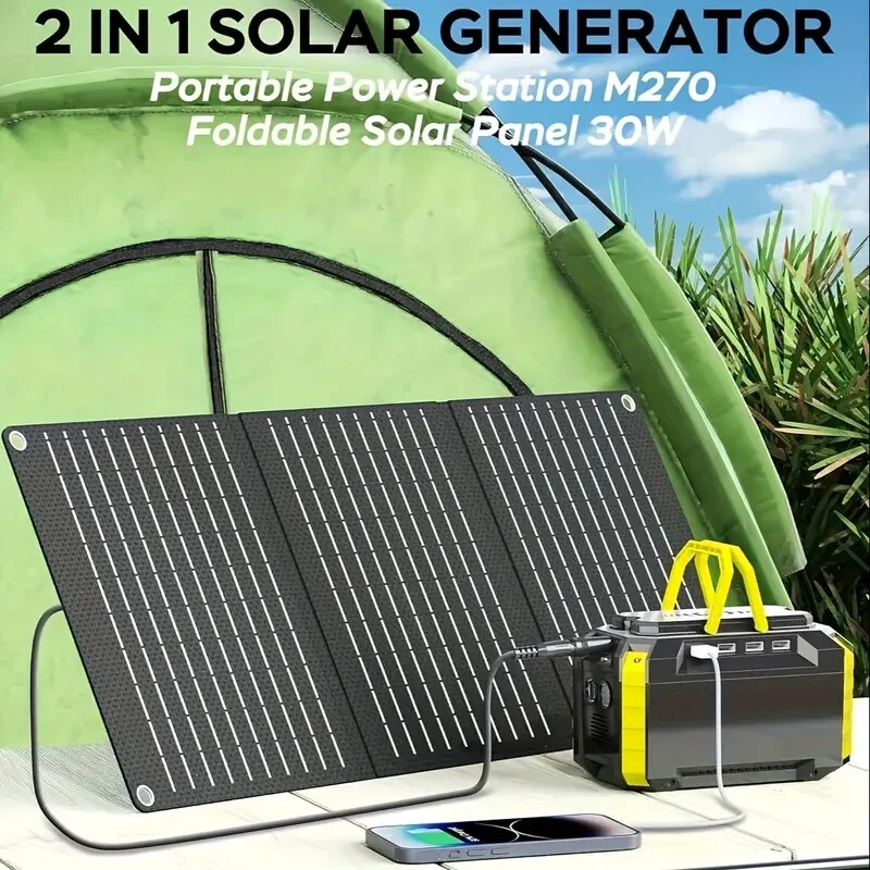 Portable Power Station 150Wh Camping Solar Generator Laptop ‎ 40Watt Panel