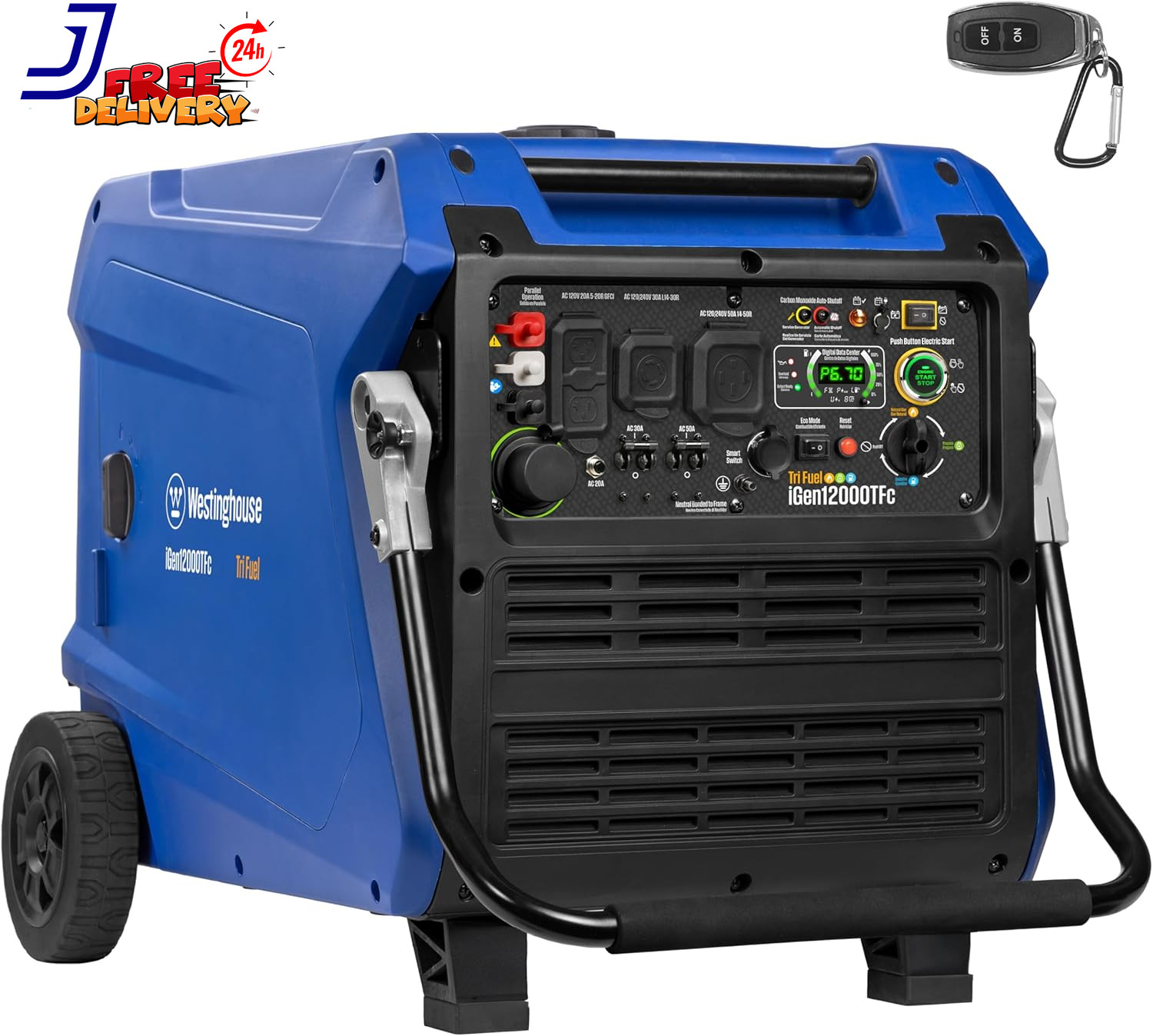 12000 Watt Fuel Portable Inverter Generator With Remote Start CO Sensor NEW