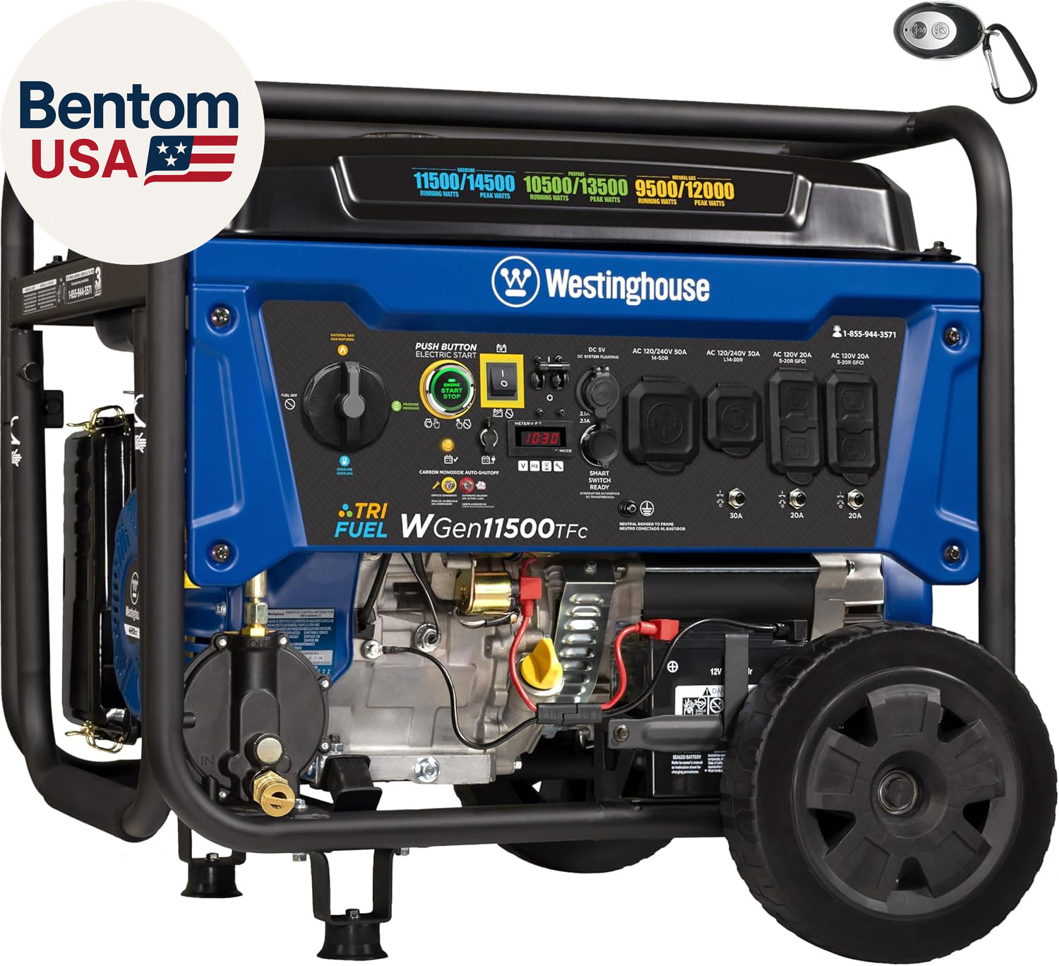 14500 Peak Watt Tri-Fuel Home Backup Portable Generator, Remote Electric Start,
