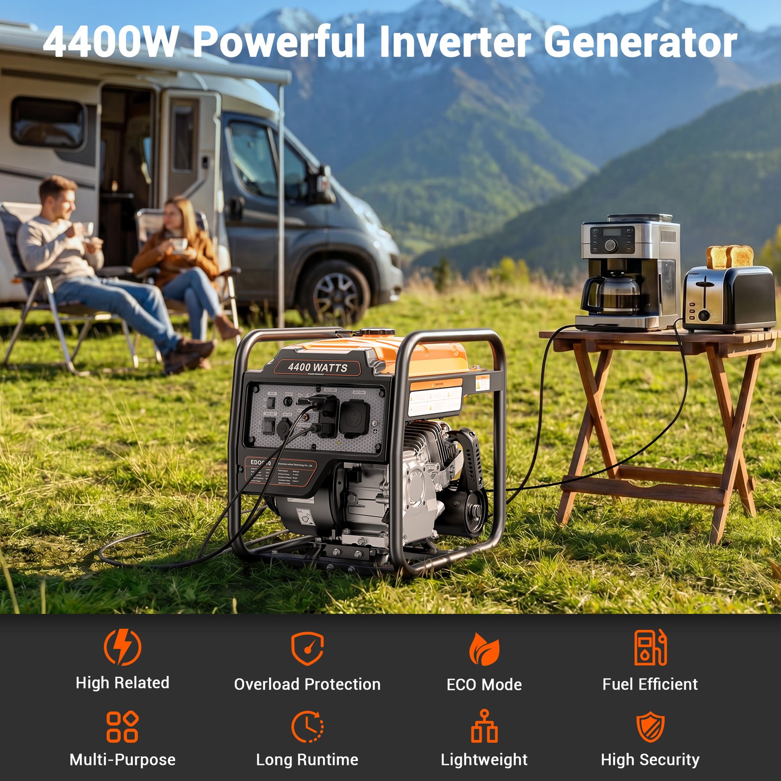 Mutaomay Gasoline Inverter Generator Portable 4400W For Home Backup Construction