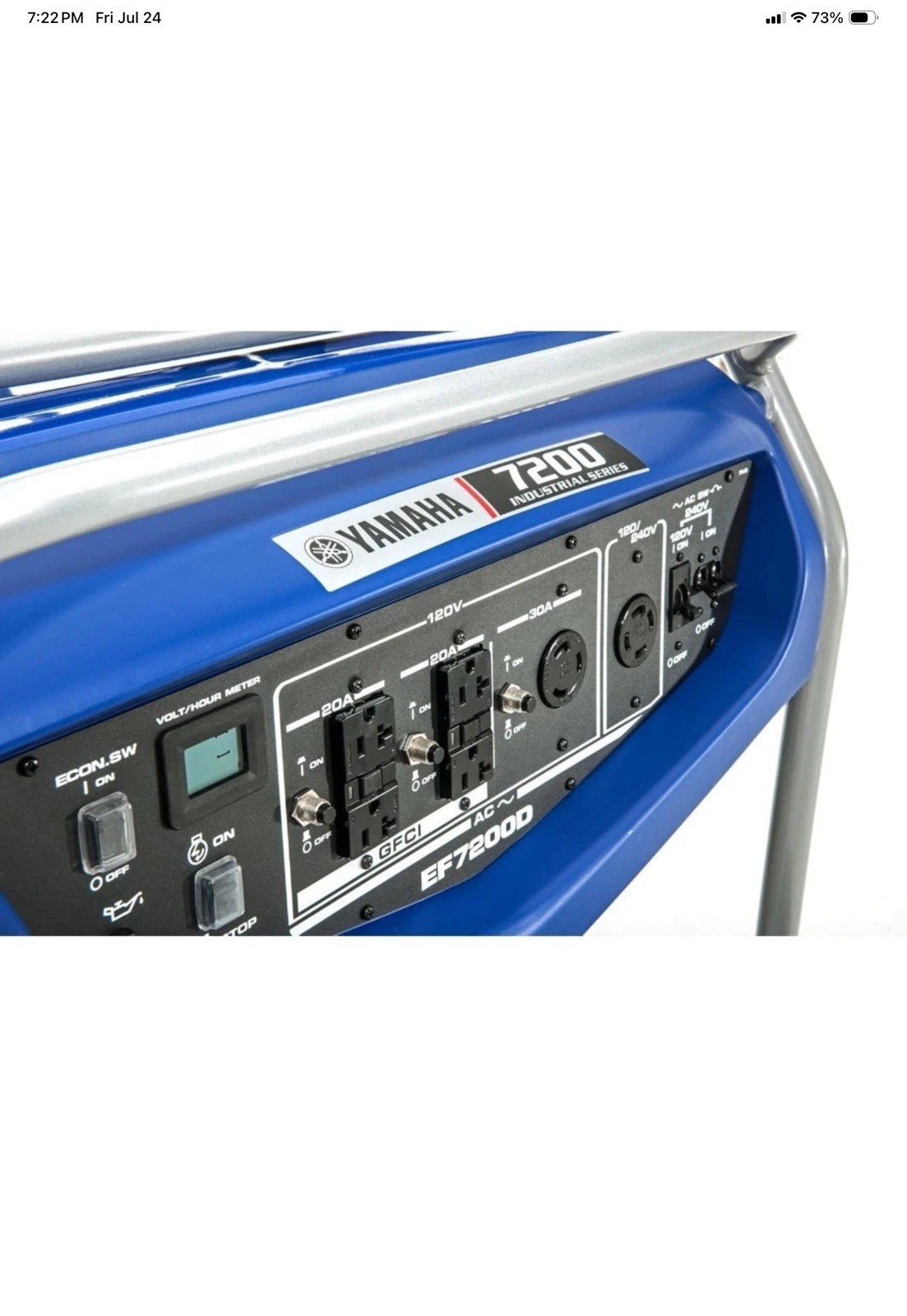 Yamaha EF7200D 7200-Watt Portable Generator Manual Start NEW Factory Box