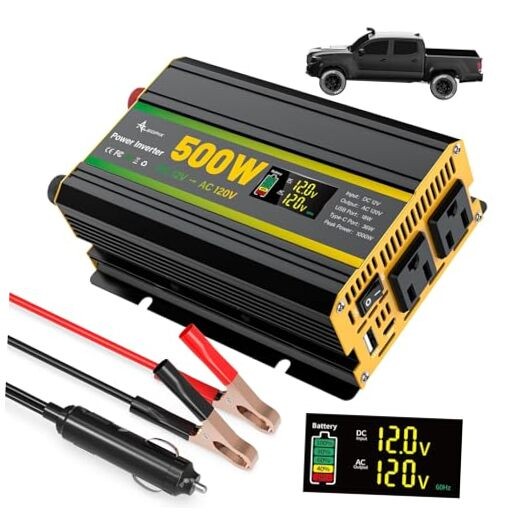 500 Watt Power Inverter for Vehicles, Car Power MSW Inverter 500 Watt Black