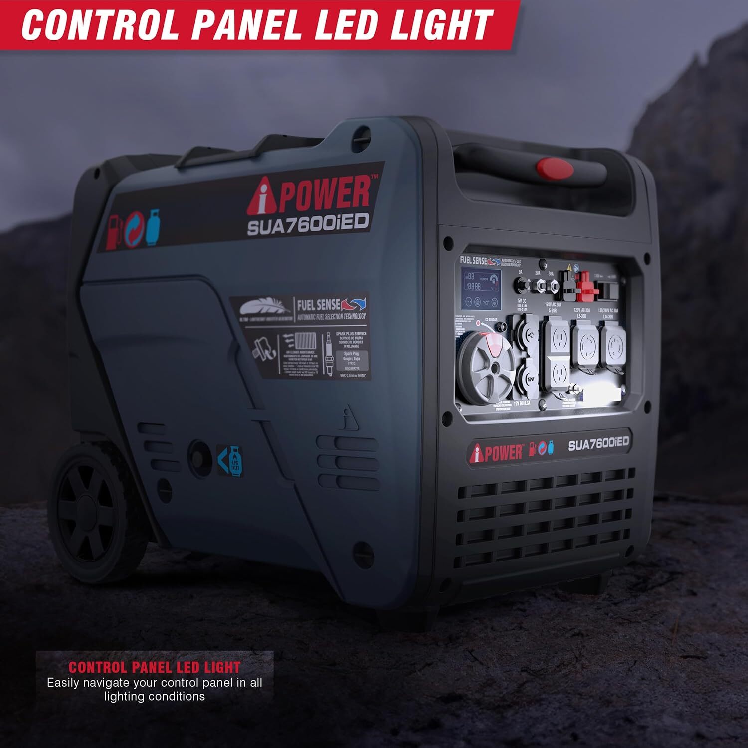 A-iPower 7,600W Portable Dual Fuel Inverter Generator, Electric Start, CO Sensor