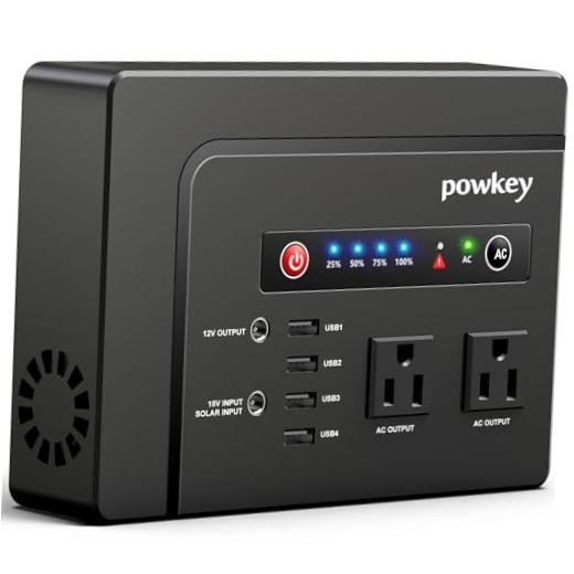 Portable Power Station 200W, 146Wh Portable Solar Generator Battery Pack Black