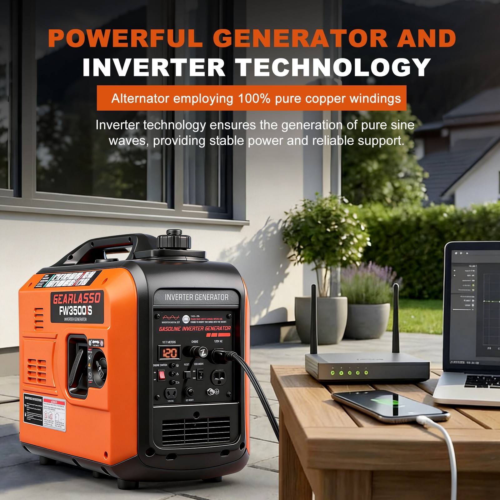 5000W Generator Construction Electric Start Lightweight Parallel Ready CO Sensor