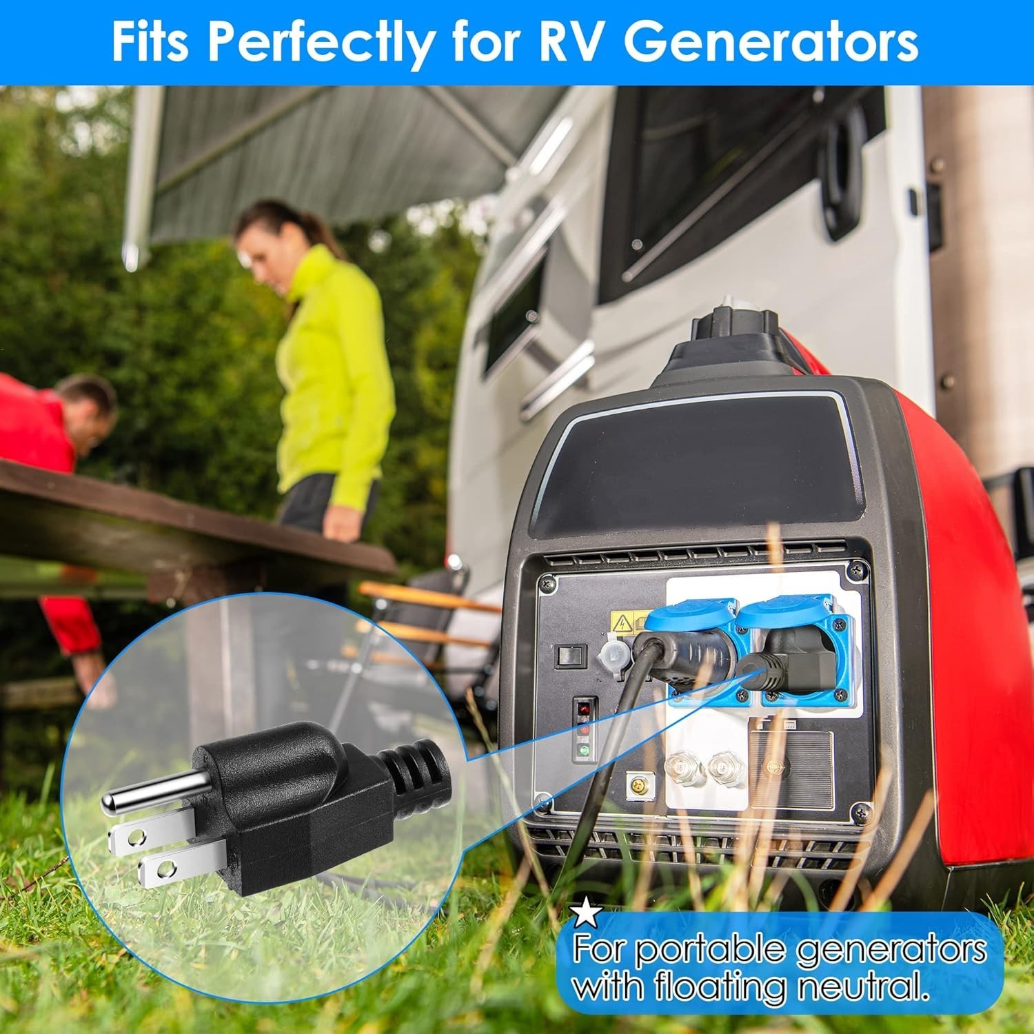 Easy-to-Use Neutral Bonding Plug for Portable Inverter Generators—Black 1 Pack