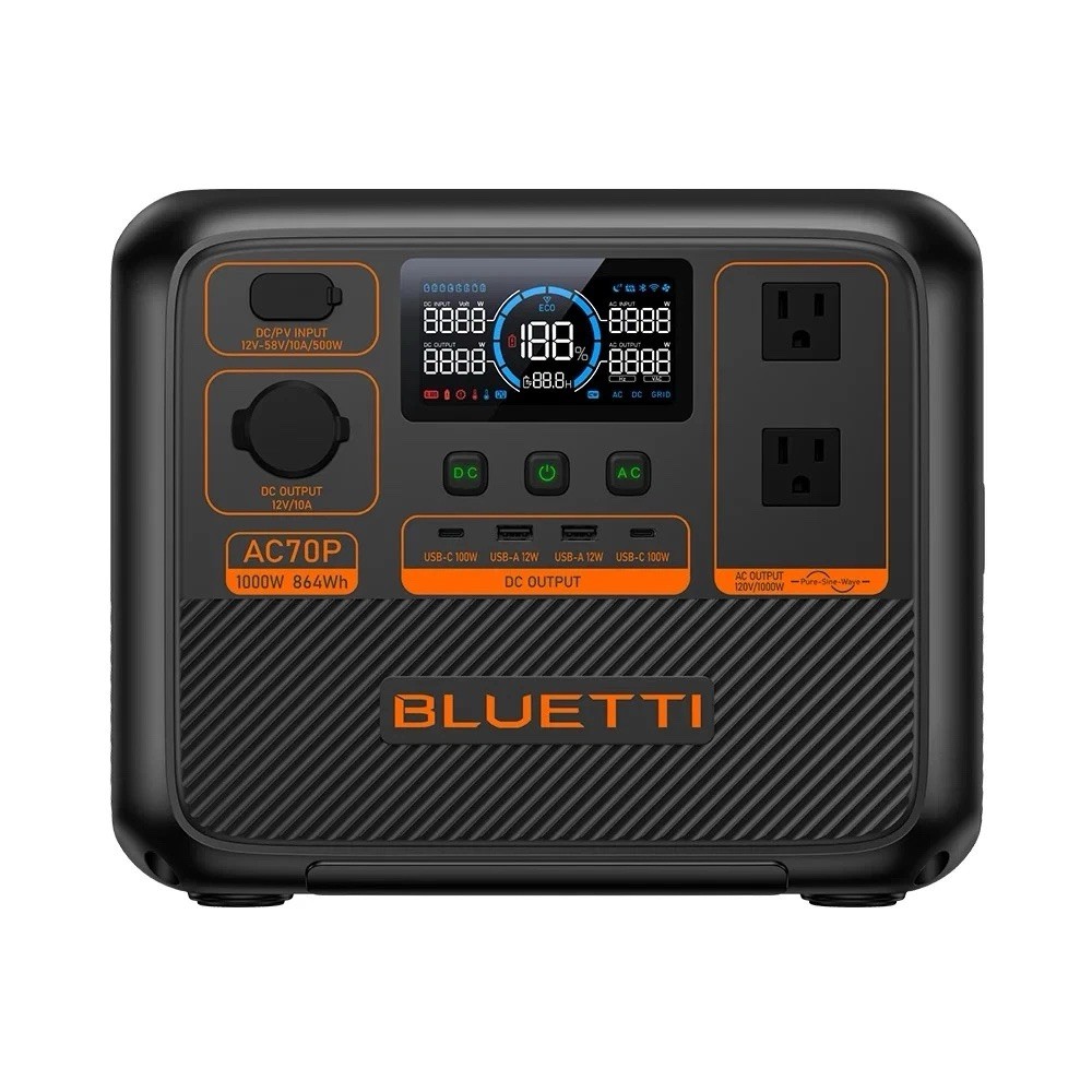 Bluetti AC70P Portable Power Generator 1000W 864Wh Wireless Charging USB-C AC/DC