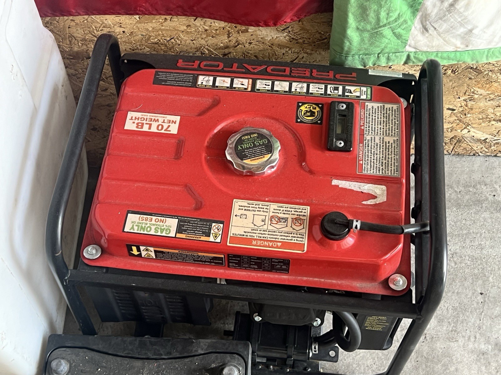 Predator Portable Power Generator Gasoline Red and Black Metal 70 lb