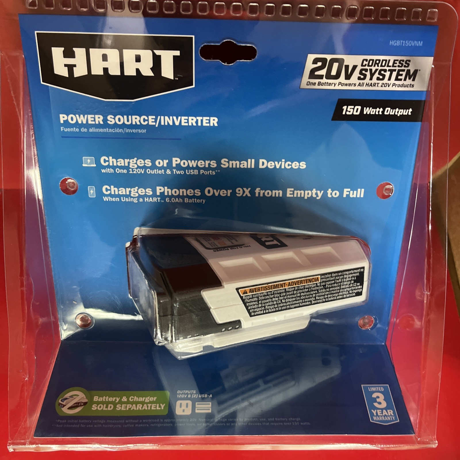 * NEW * HART 20V POWER SOURCE / INVERTER 150W USB-A ! TOOL ONLY ! Power Bank !