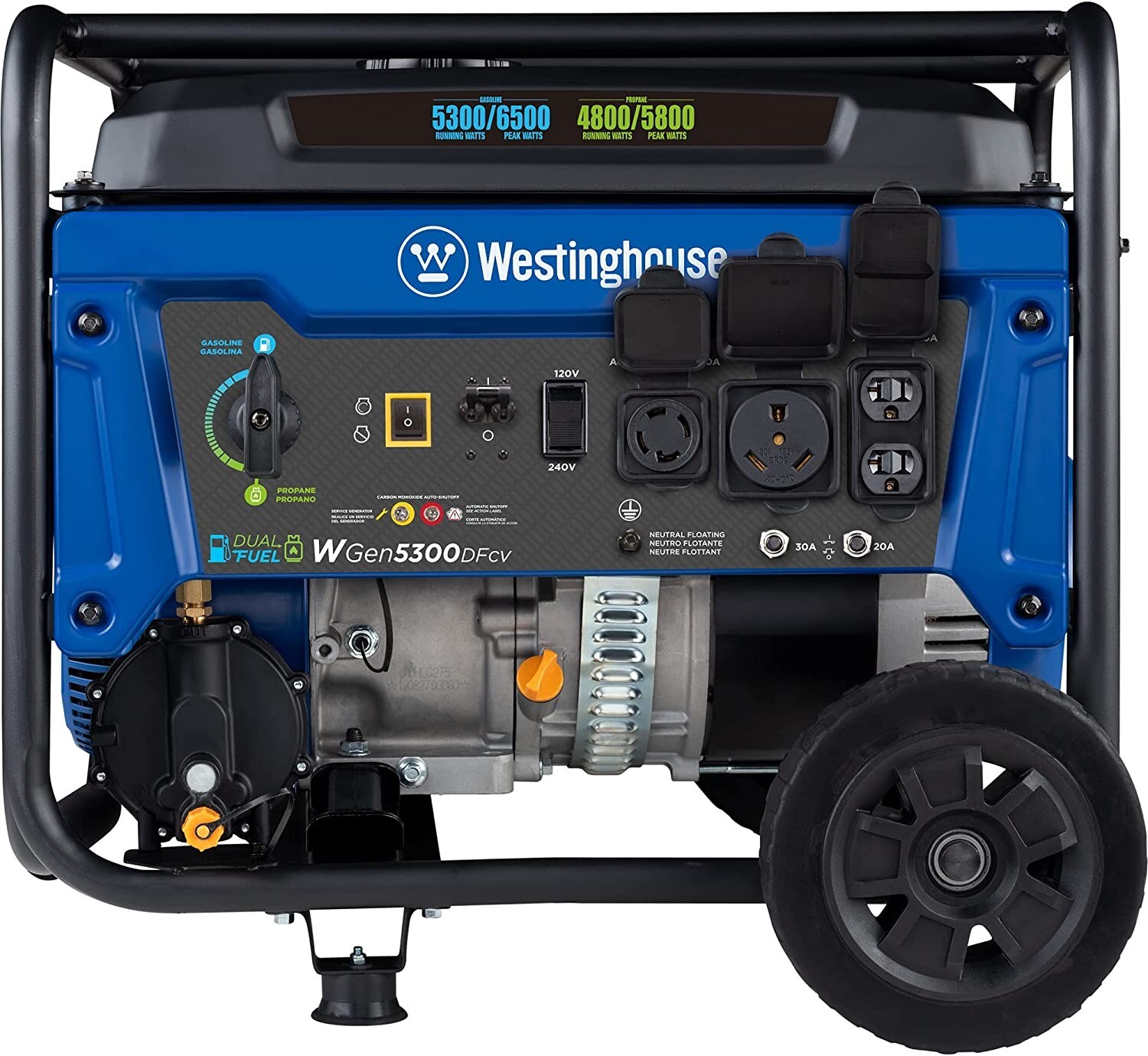 Westinghouse 6,500-Watt Portable Hybrid RV Ready Dual Fuel Gas Powered Generator