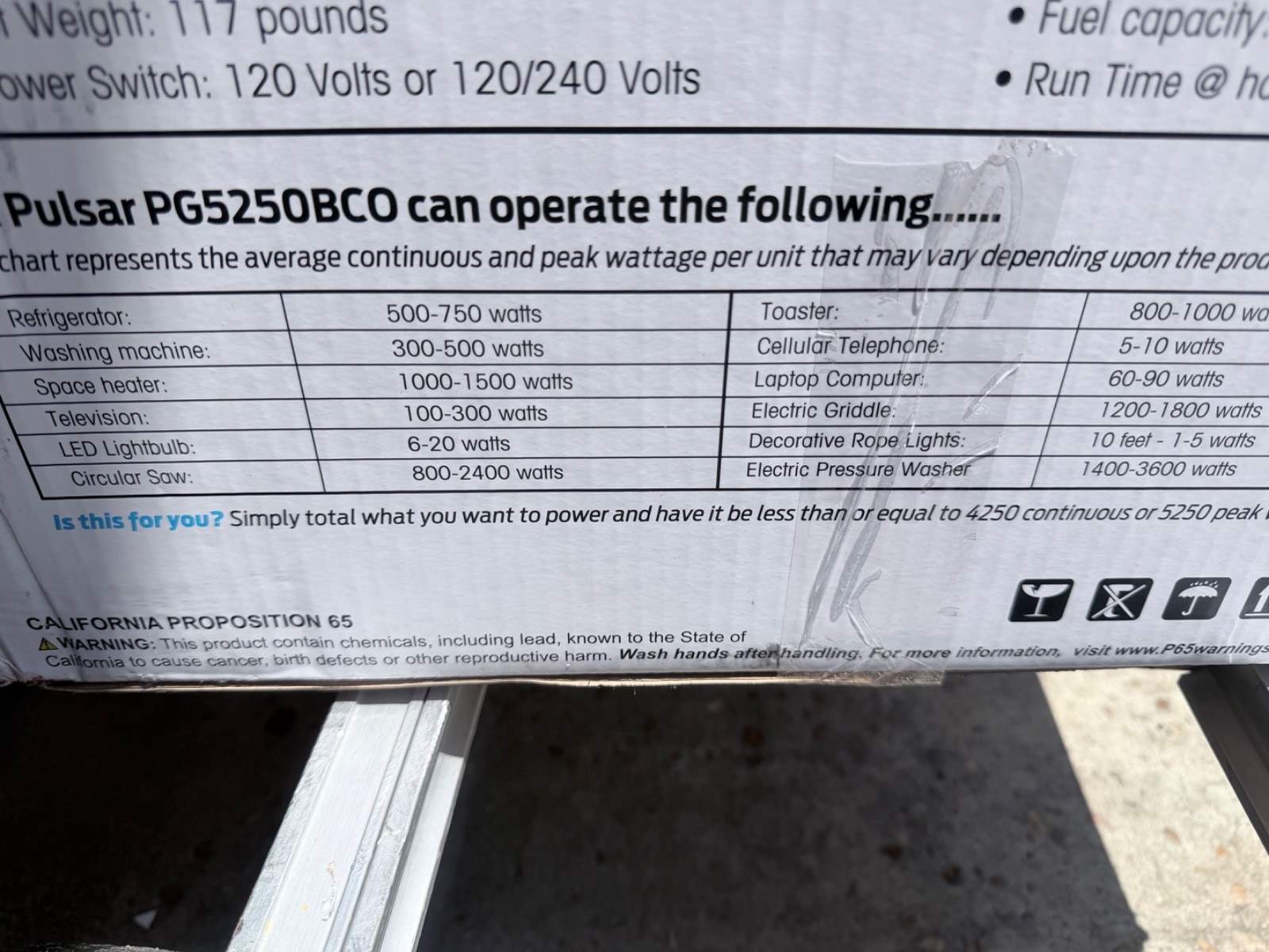 Pulsar PG5250BCO 5250W Dual Fuel Portable Generator 224cc Propane or Gas