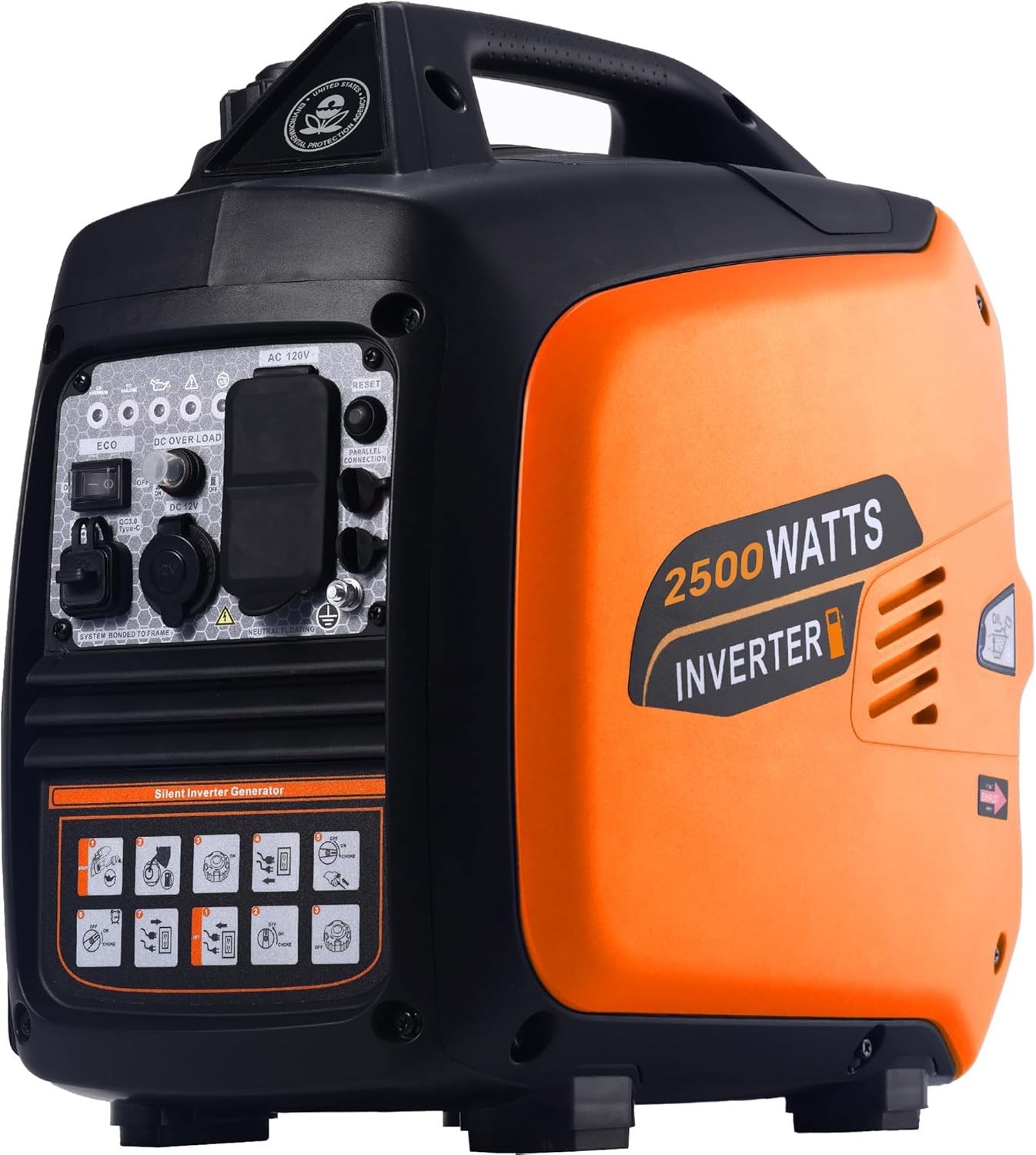 2500W Portable Inverter Generator Quiet CO Protect Pure Sine Wave for Emergency