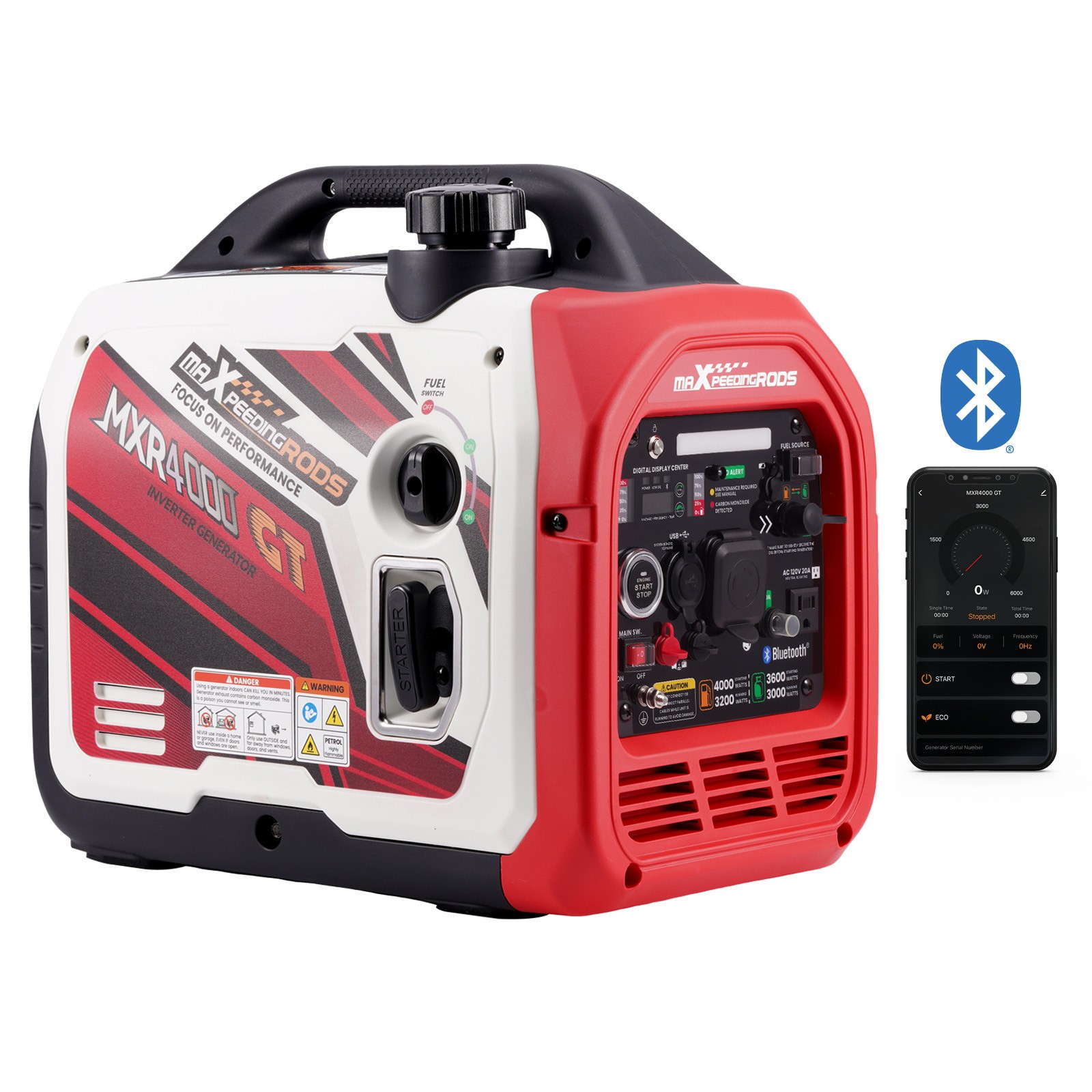 4000w Dual Fuel Generator Inverter LPG/Gas Portable 23kg Bluetooth Start