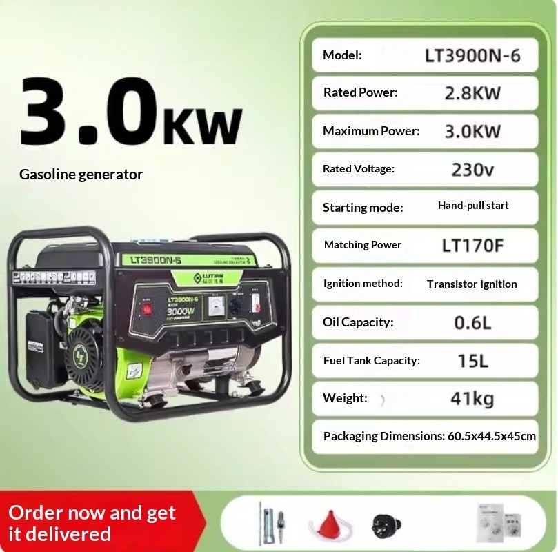 3/5/7/8/10 kW Small Outdoor Home & Construction Site Gasoline Generator 230v