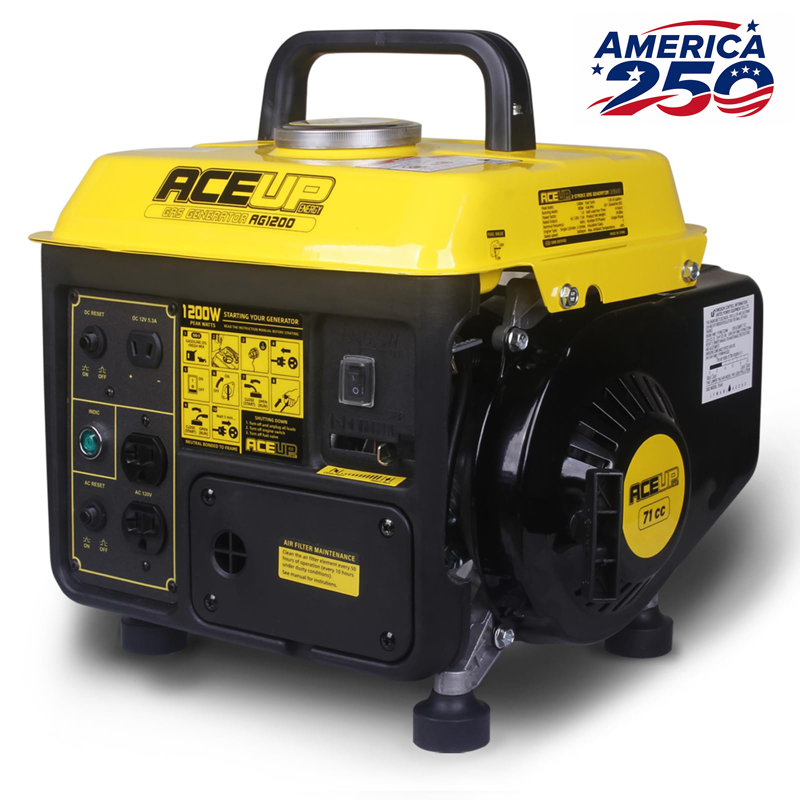 Aceup Energy 1200W Generador de gasolina portátil ultraligero , EPA y CARB 1000W