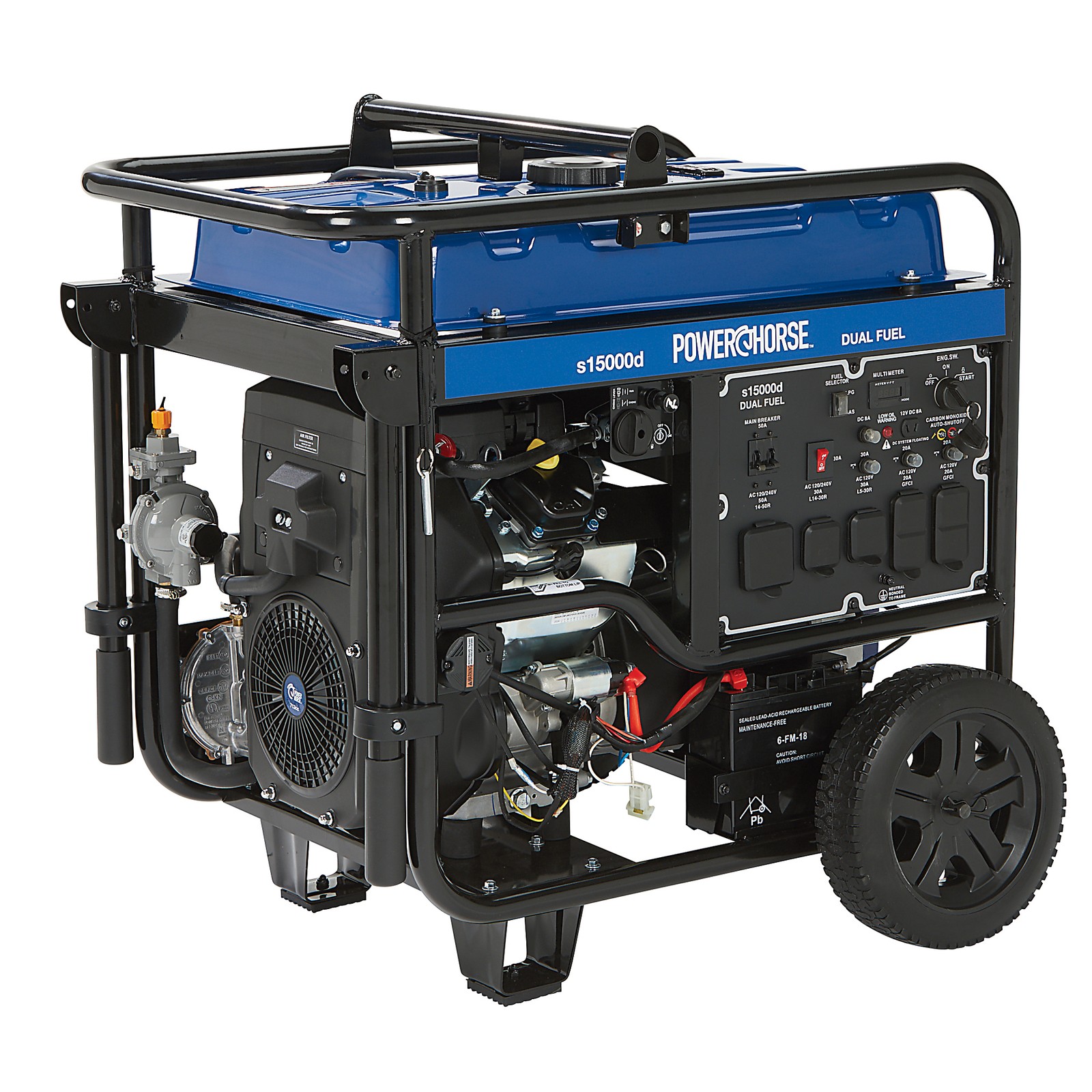 Powerhorse Dual Fuel Generator, 15,000 Surge Watts, 12,000 Rated Watts, CO