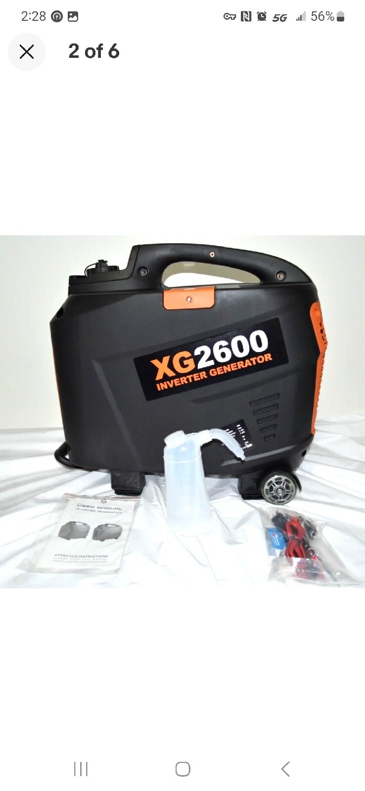 Prymax XG2600 Inverter AC 120V 60Hz DC 12V 8A Current Portable Generator