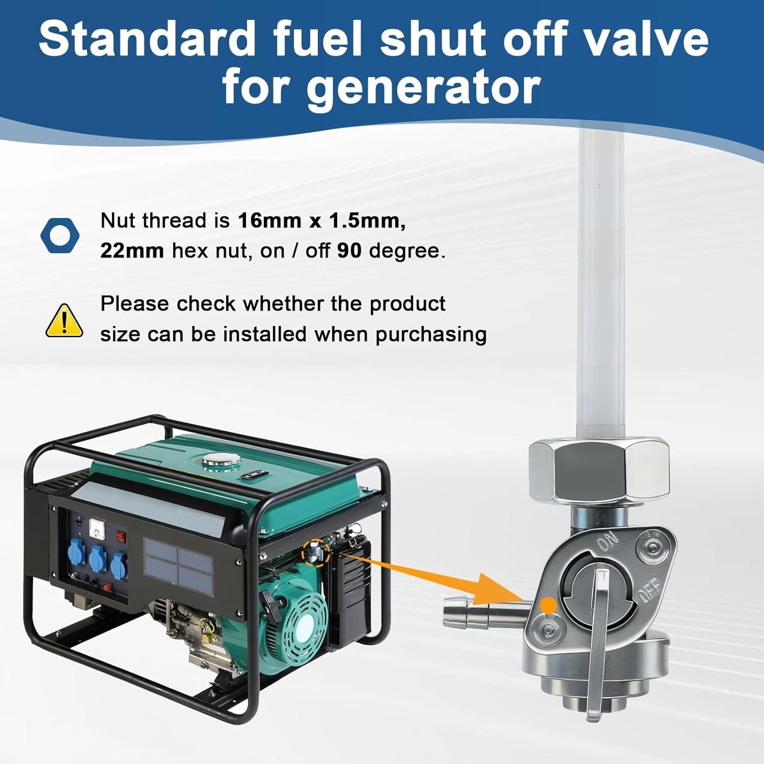 Generator Fuel Shut Off Valve M16x1.5 Compatible with Generac Predator Champion