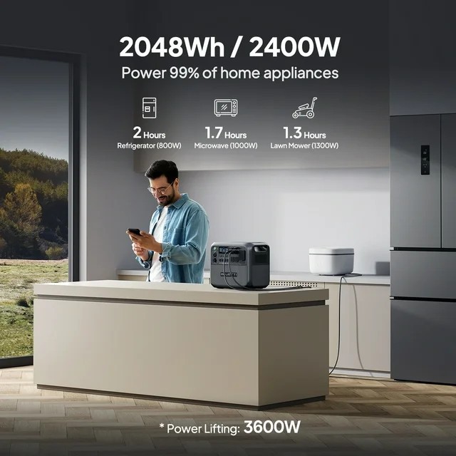 BLUETTI AC200L 2400W 2048Wh Power Station Solar Generator for Road Trip RVs