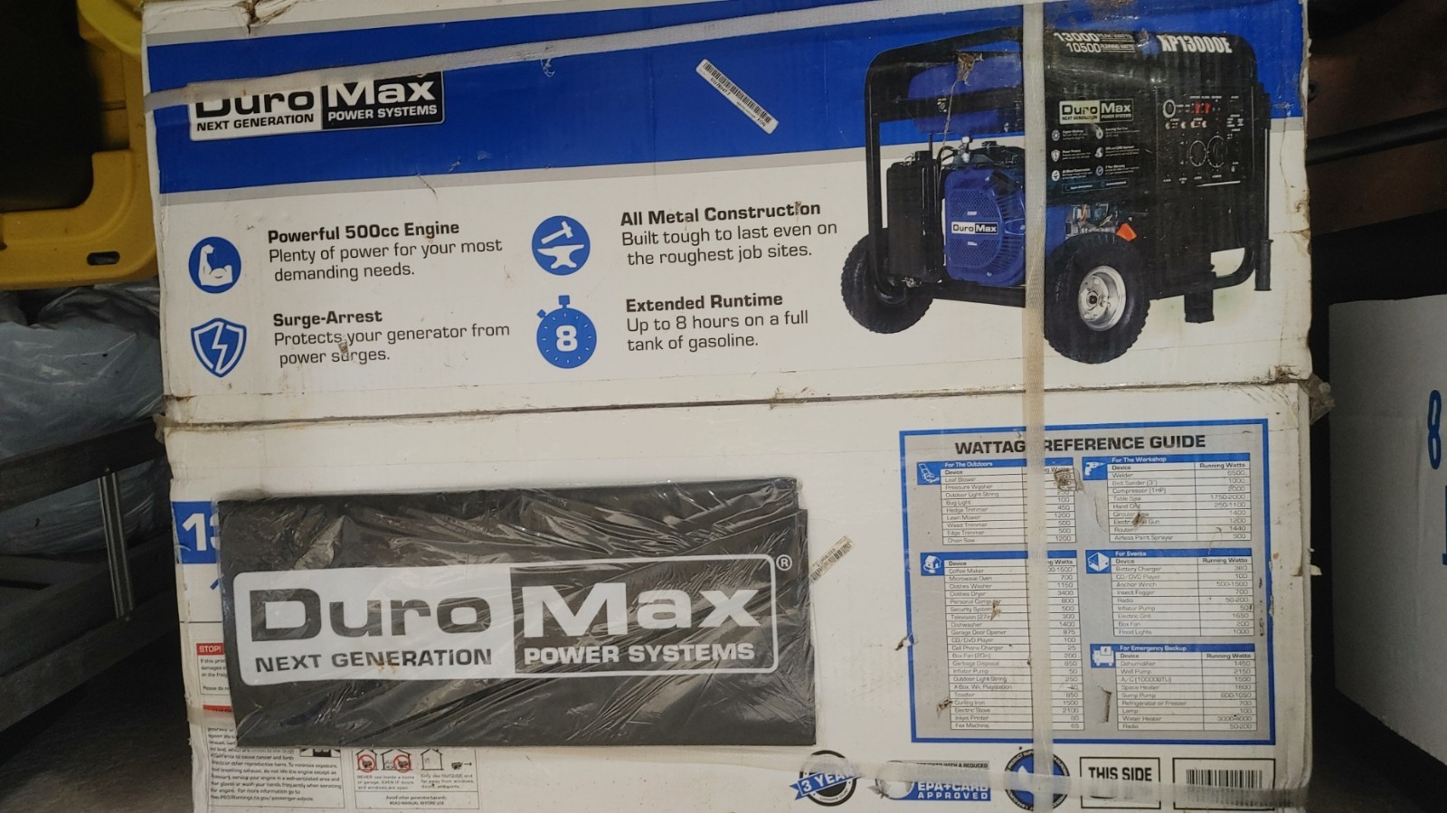 DuroMax XP13000E 13000W Gas Portable Generator – Blue/Black w/Cover