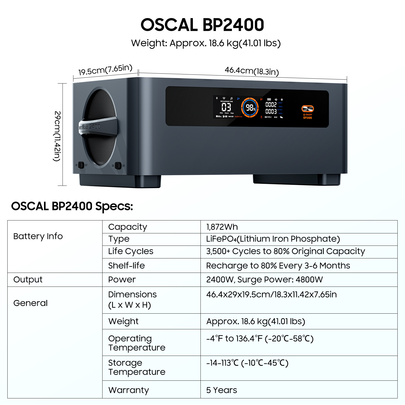Blackview OSCAL PowerMax 6000W Portable Power Station 3600Wh LFP + Extra Battery