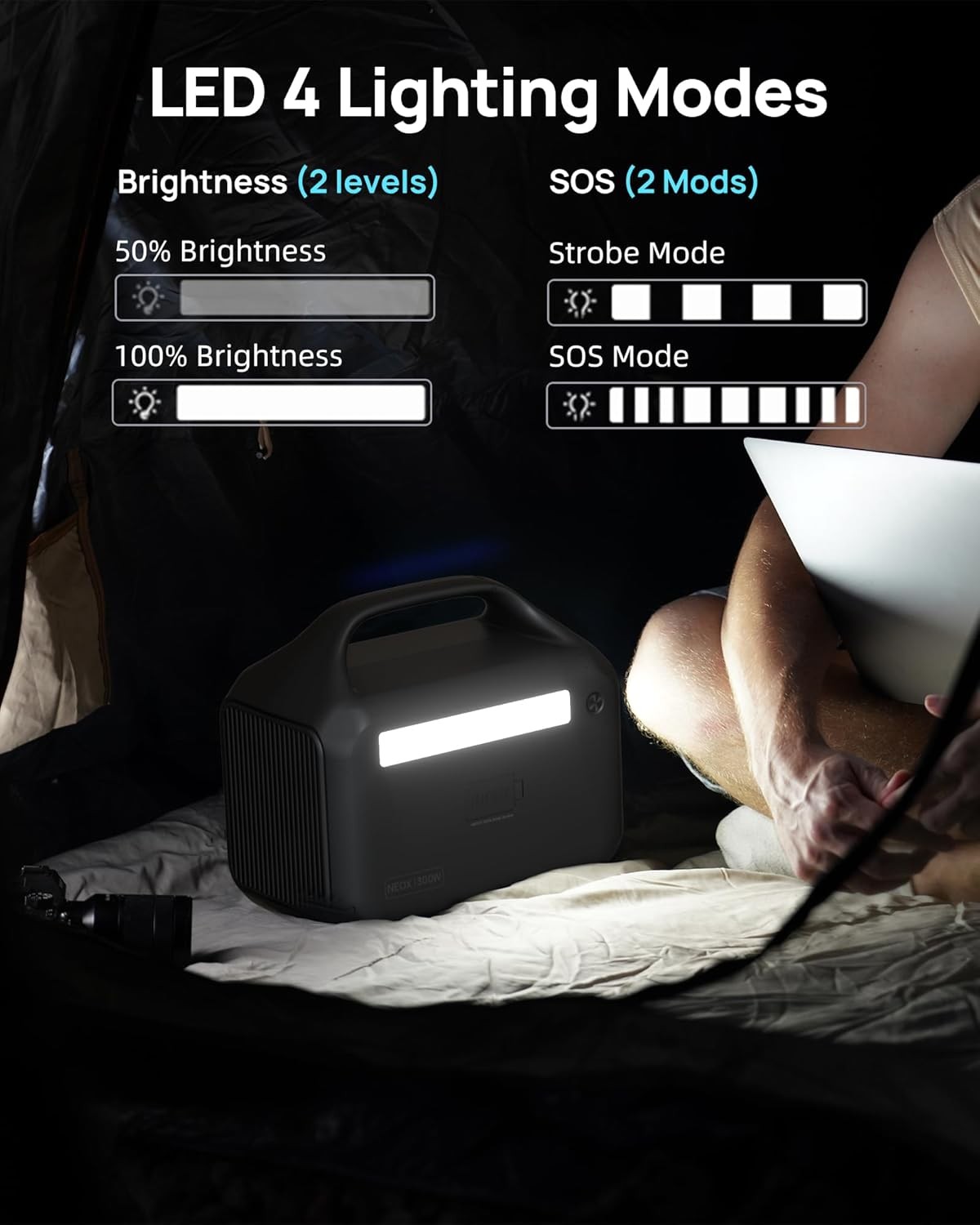 DARAN Portable Power Station 300W, 192Wh LiFePO4 Battery, Solar Black