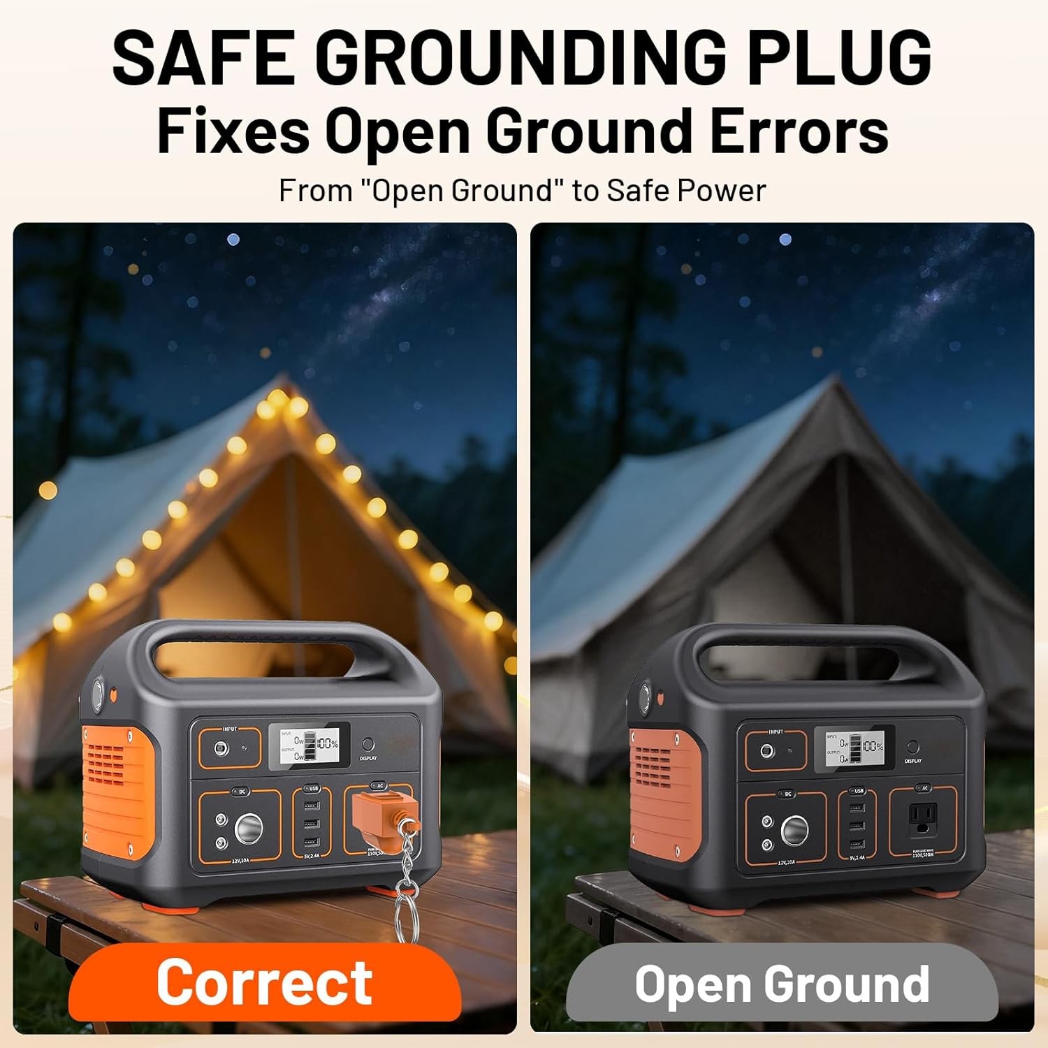 Generator Grounding Plug with Keychain – Portable Neutral Ground Bonding Adapter