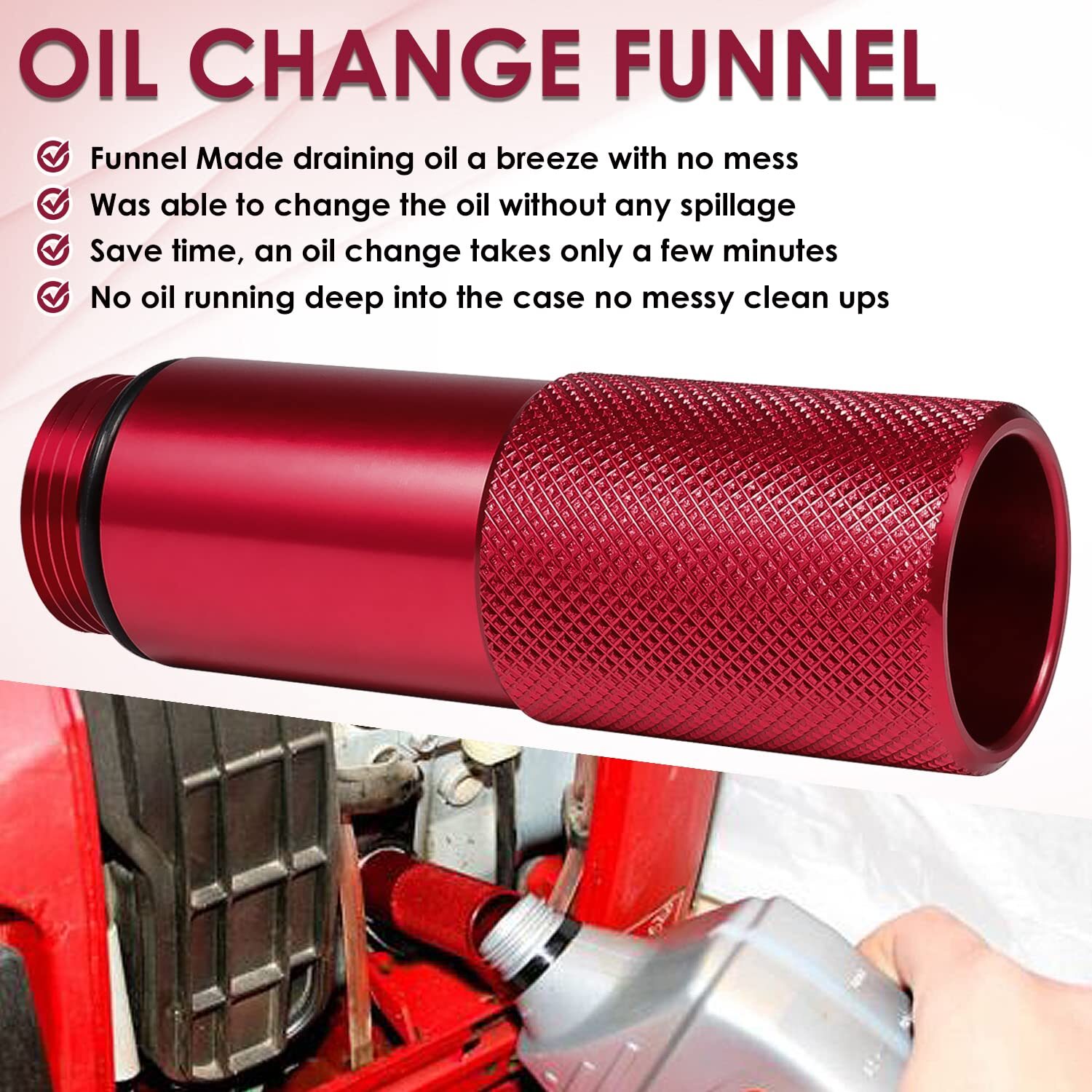 Red Oil Change Funnel and Oil Magnetic Dipstick for Honda Generator EU2200i